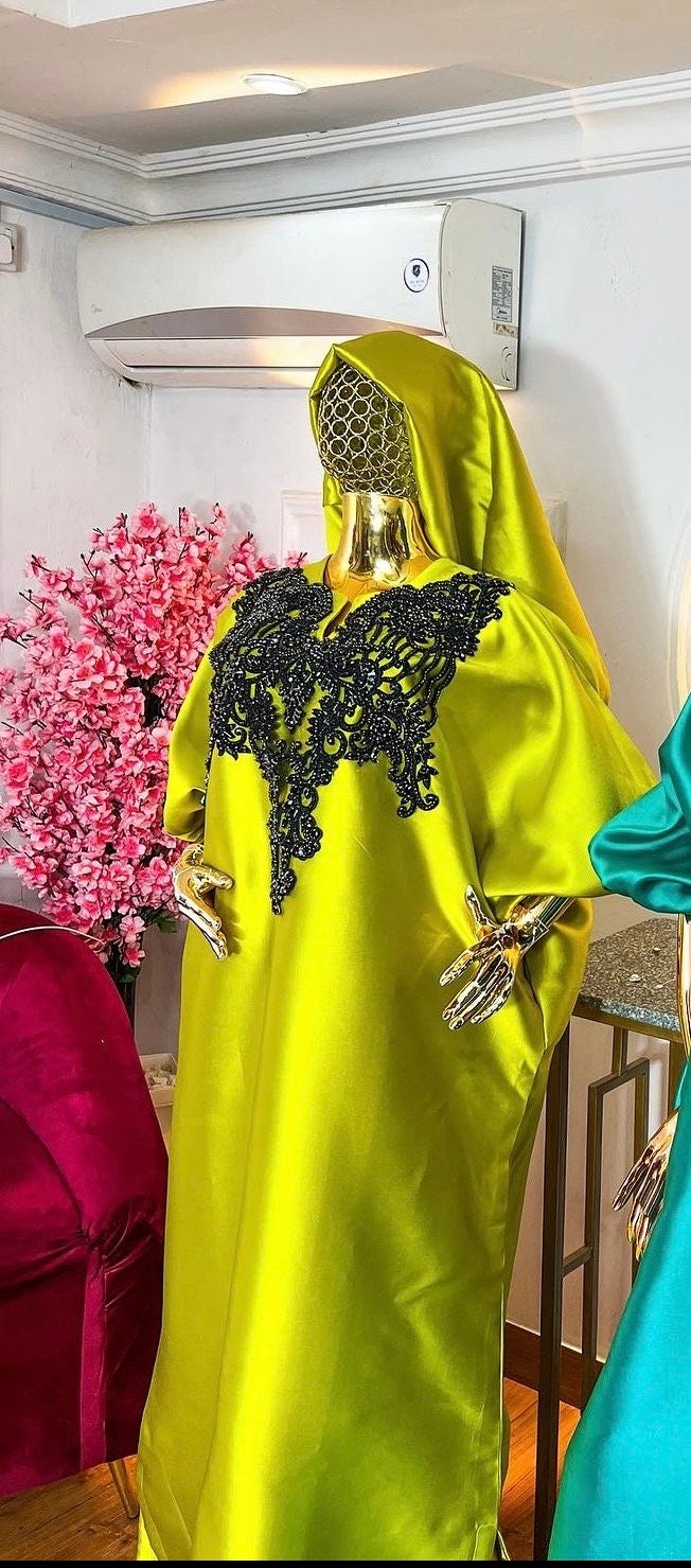 Mikado Boubou Kaftan | African Appliqué Dress