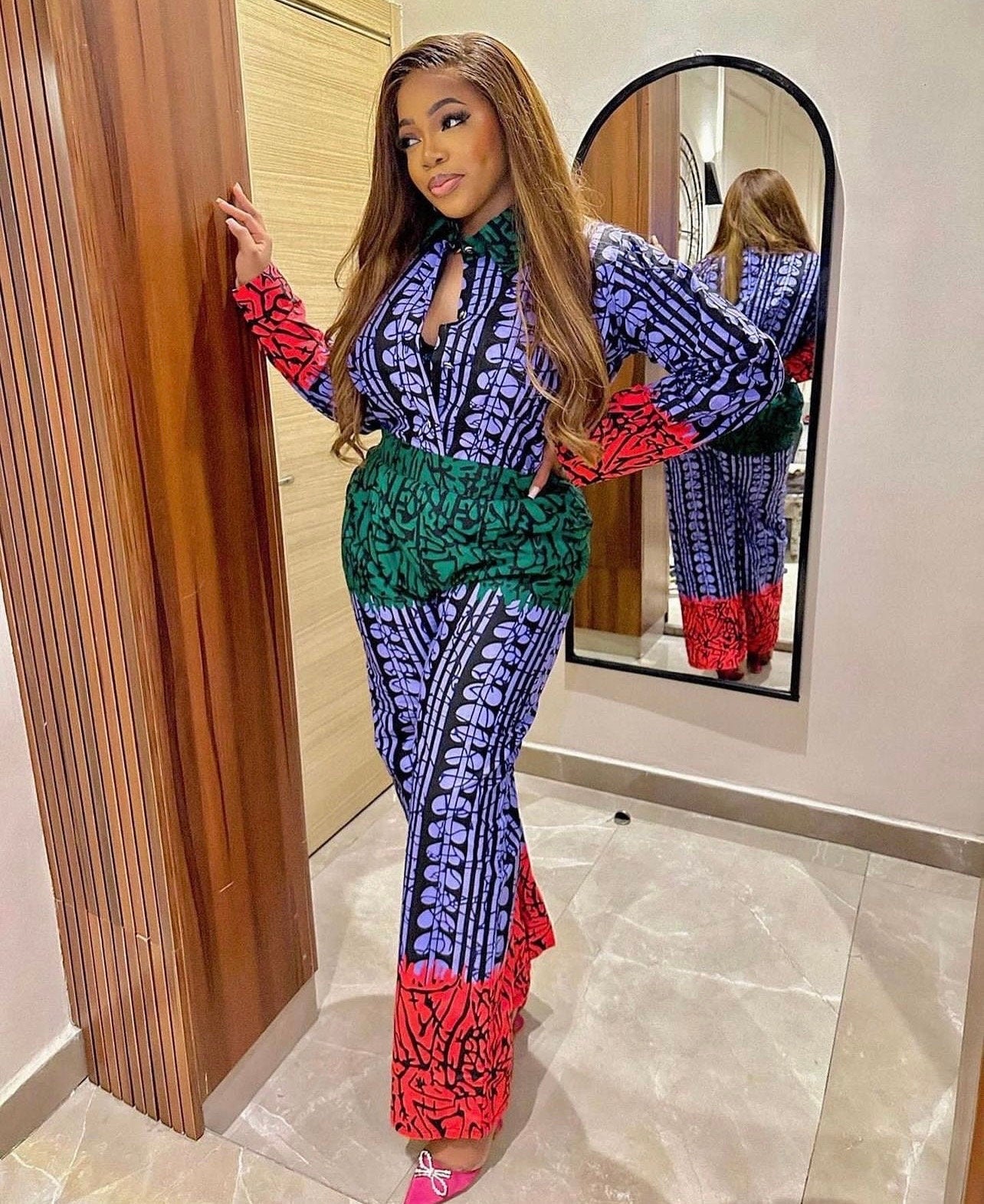 African Ankara shirt and Trouser Set | Nigerian Cotton Kaftan