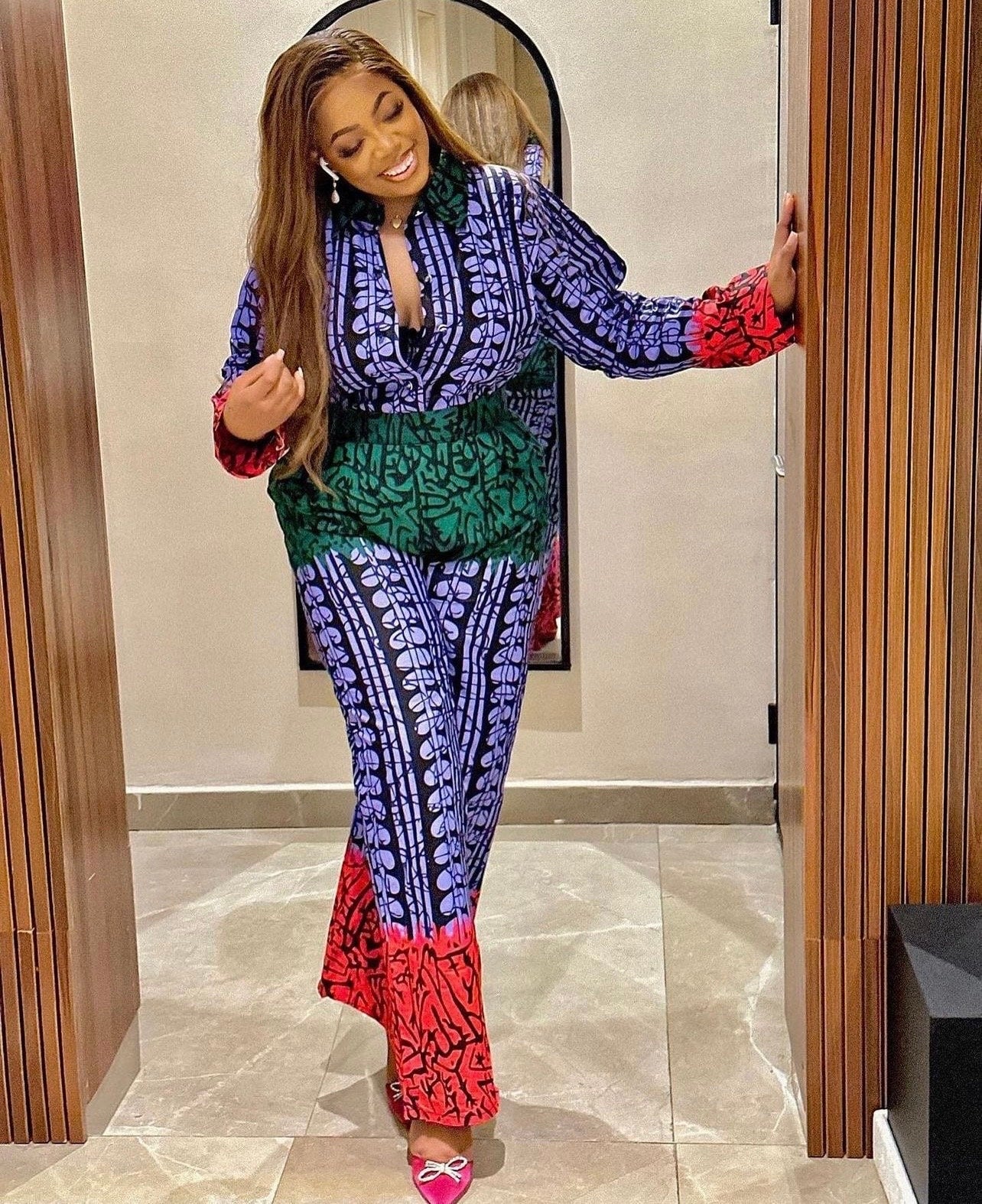 African Ankara shirt and Trouser Set | Nigerian Cotton Kaftan