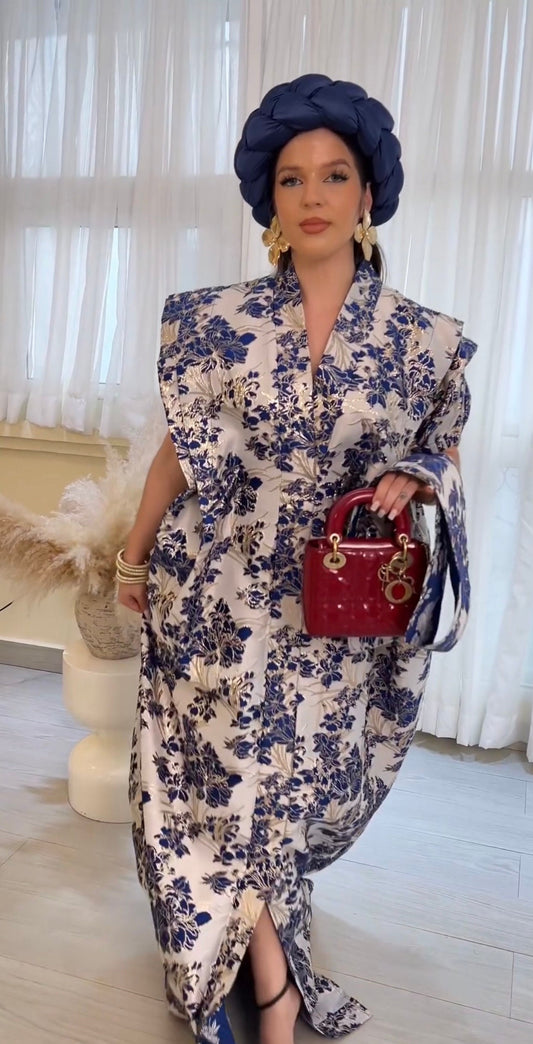 African dress| danshiki | Kaftan| Jalabiya| Rich aunty | Nigerian dress| Party dress| One size fits all| European brocade boubou| Rich Aunty