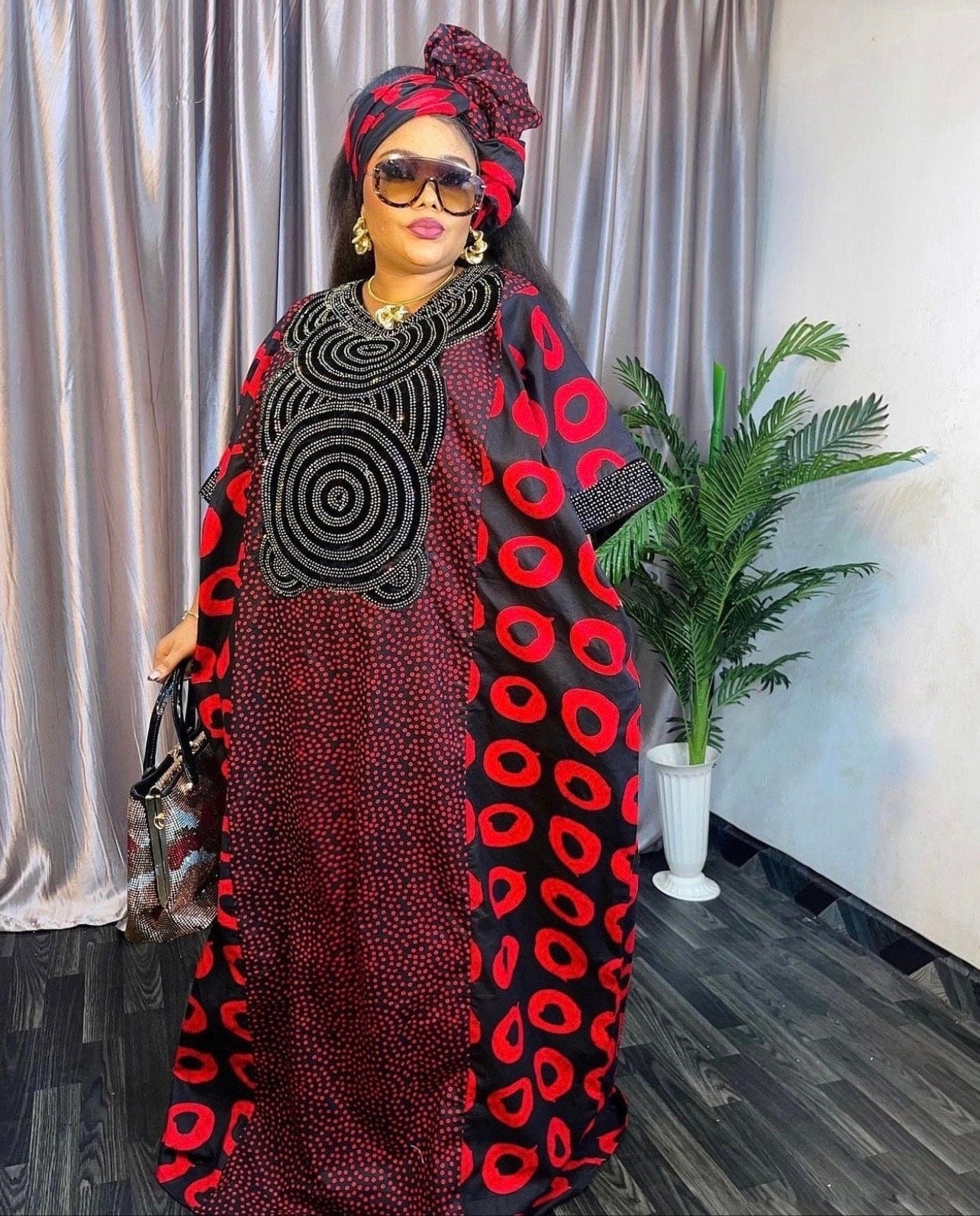 African Print Maxi Dress, Ankara Caftan, Plus Size Kaftan, Women's Summer Dress