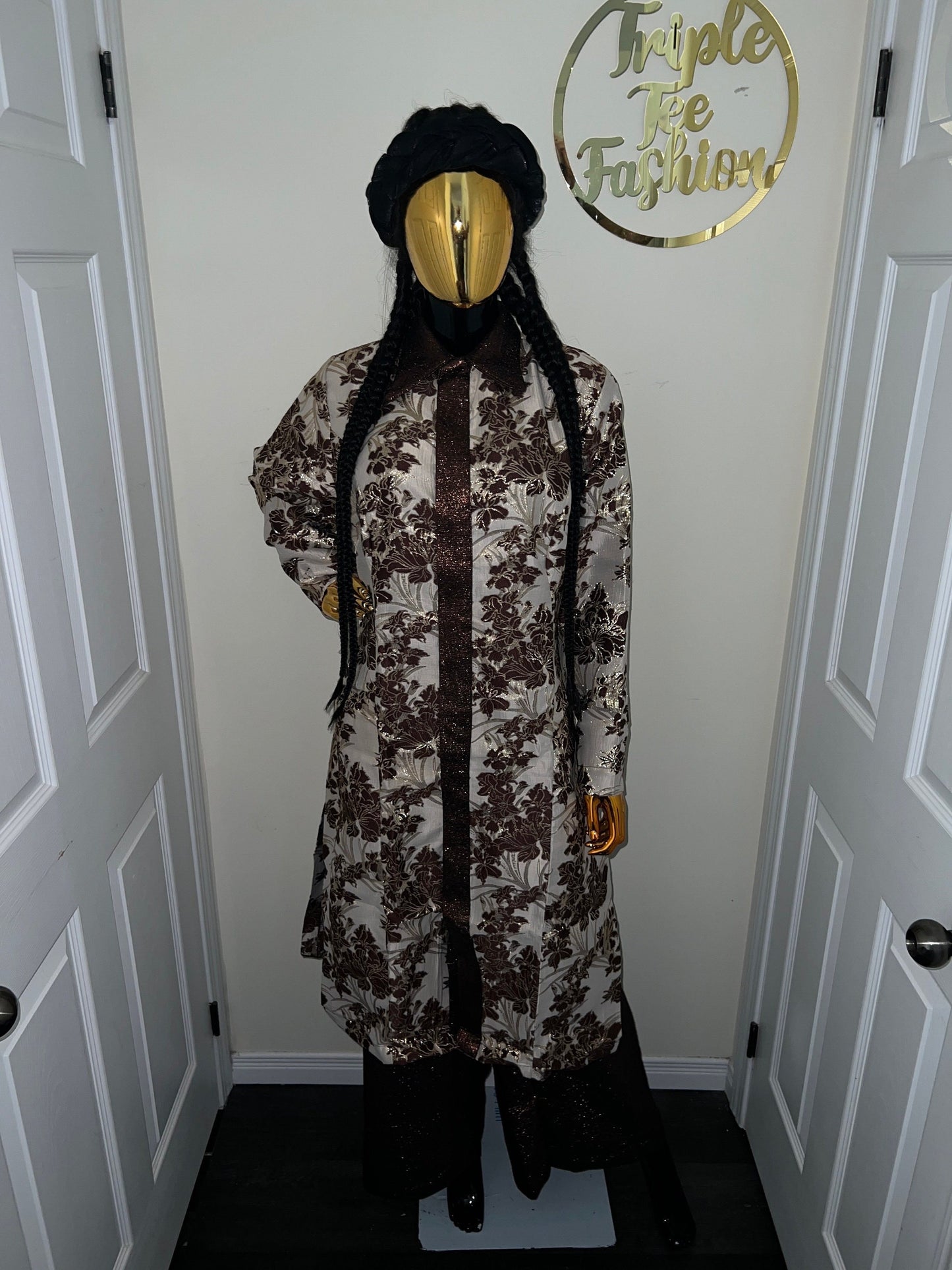 African 2 pieces brocade boubou| shirt and pants| Kaftan| Jalabiya| Rich aunty | Nigerian dress| European brocade women long shirt and pants