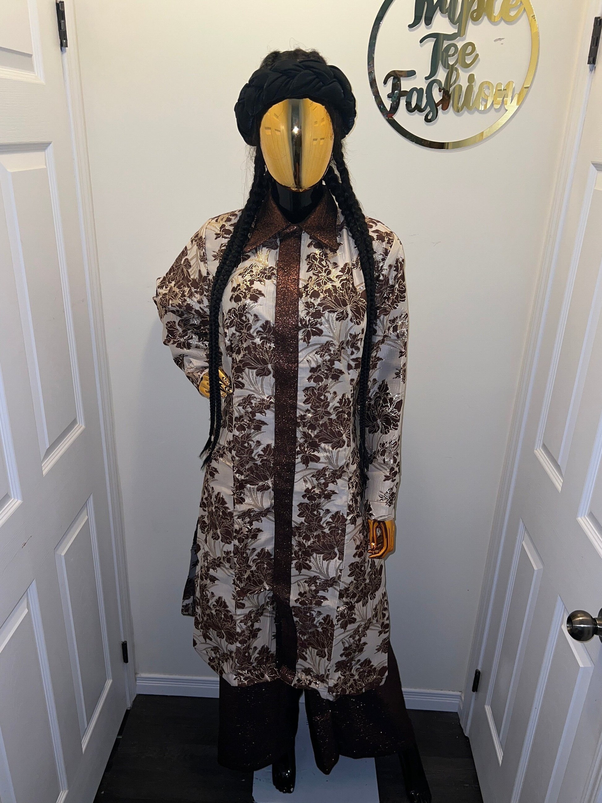 African 2 pieces brocade boubou| shirt and pants| Kaftan| Jalabiya| Rich aunty | Nigerian dress| European brocade women long shirt and pants