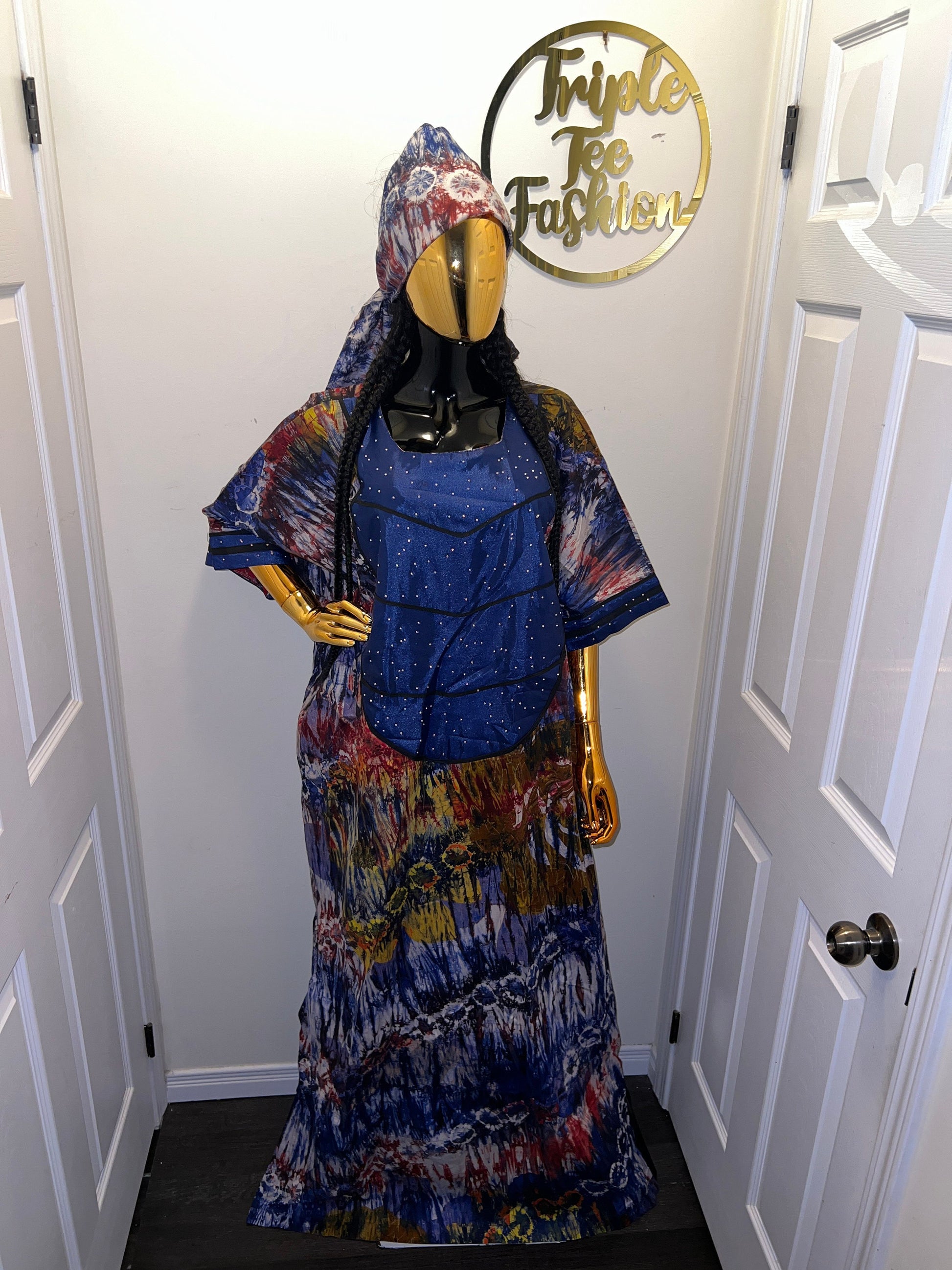 African Adire Brocade dress| danshiki |Handmade Kaftan| African print dress | Nigerian made | Adire Tie and Dye| Rich Aunty Vibes| Ankara