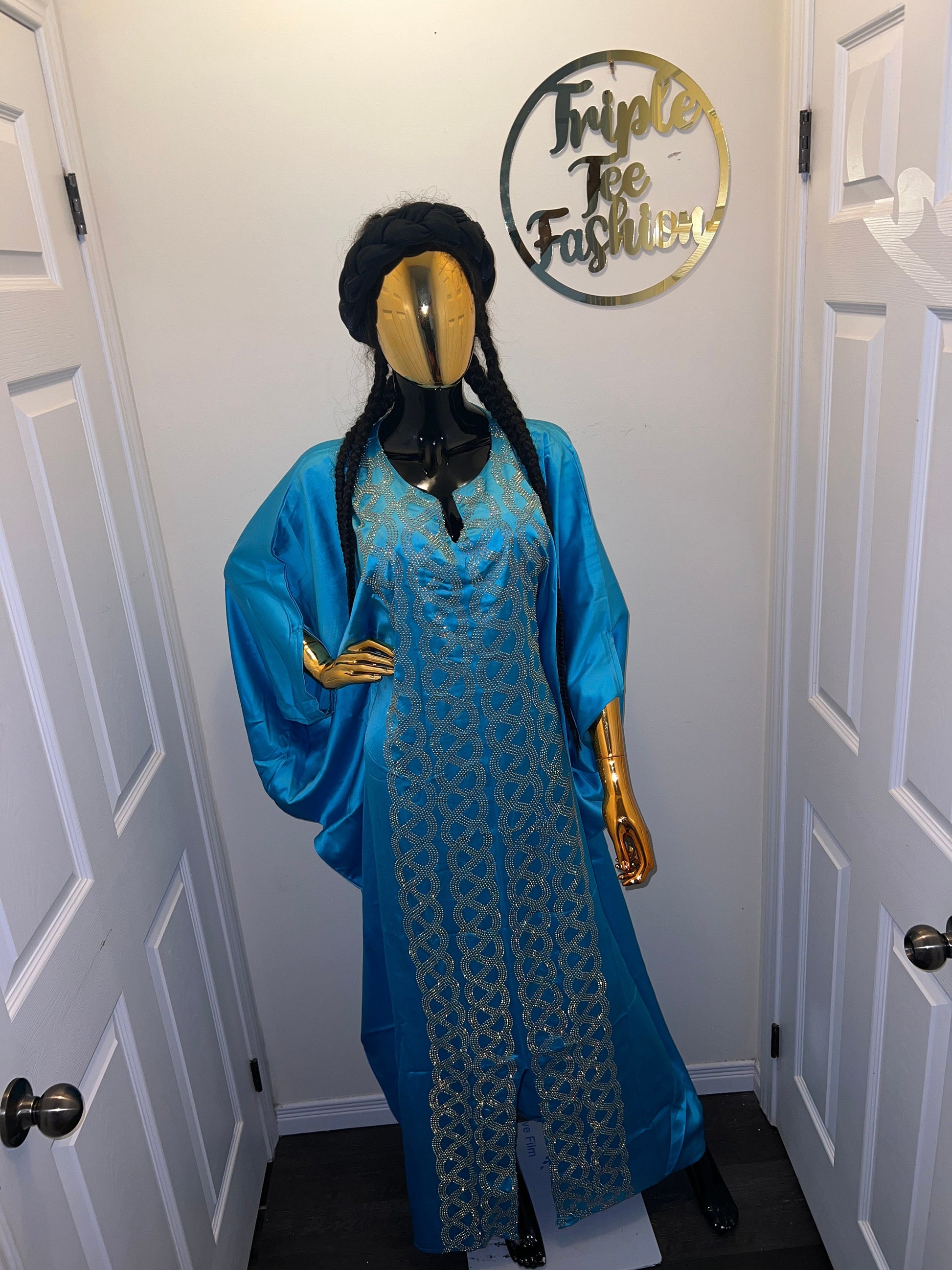 Duchess Silk Boubou Dress | Crystal Patterned Kaftan