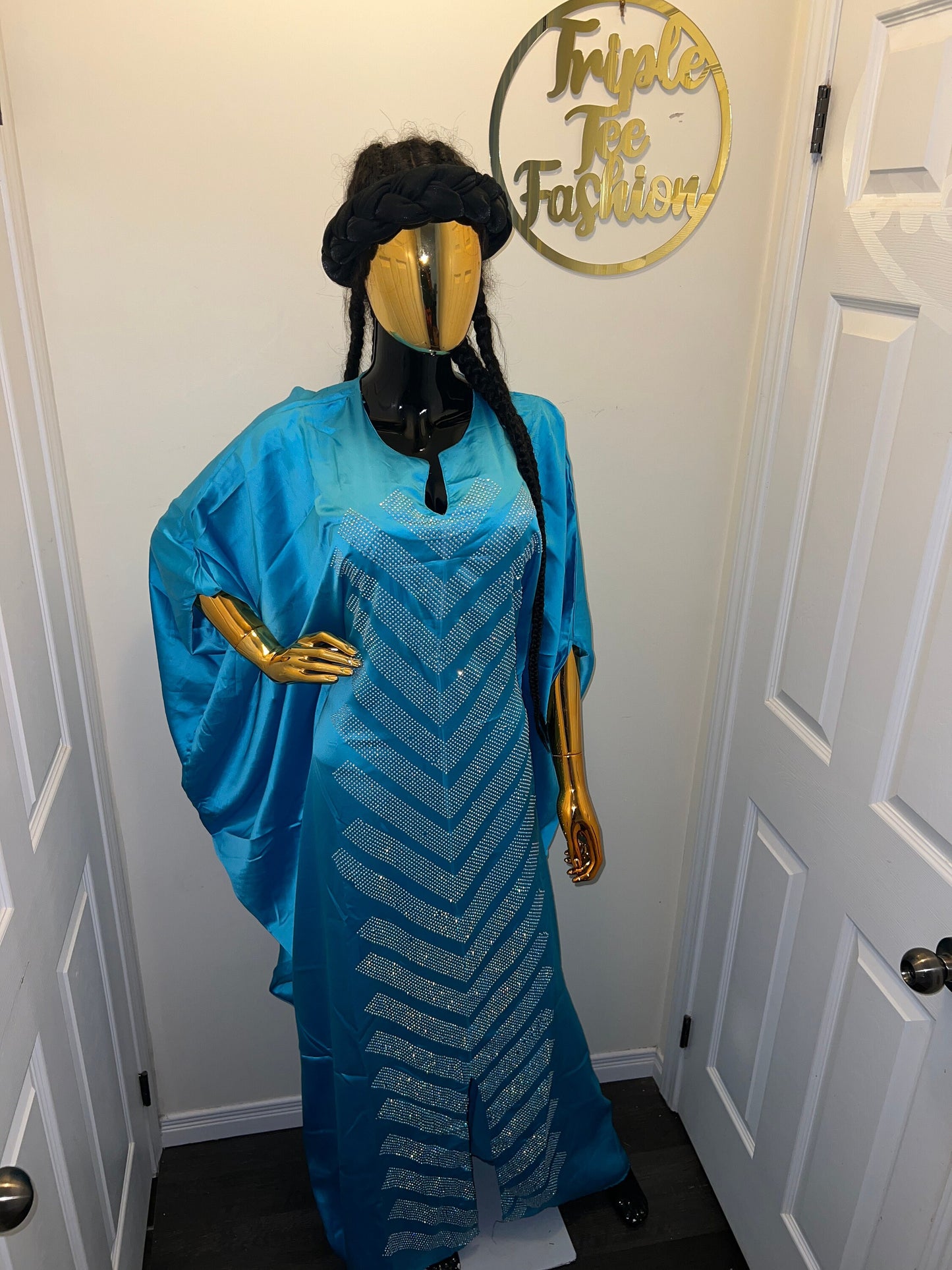 Duchess Silk Boubou Dress | Crystal Patterned Kaftan