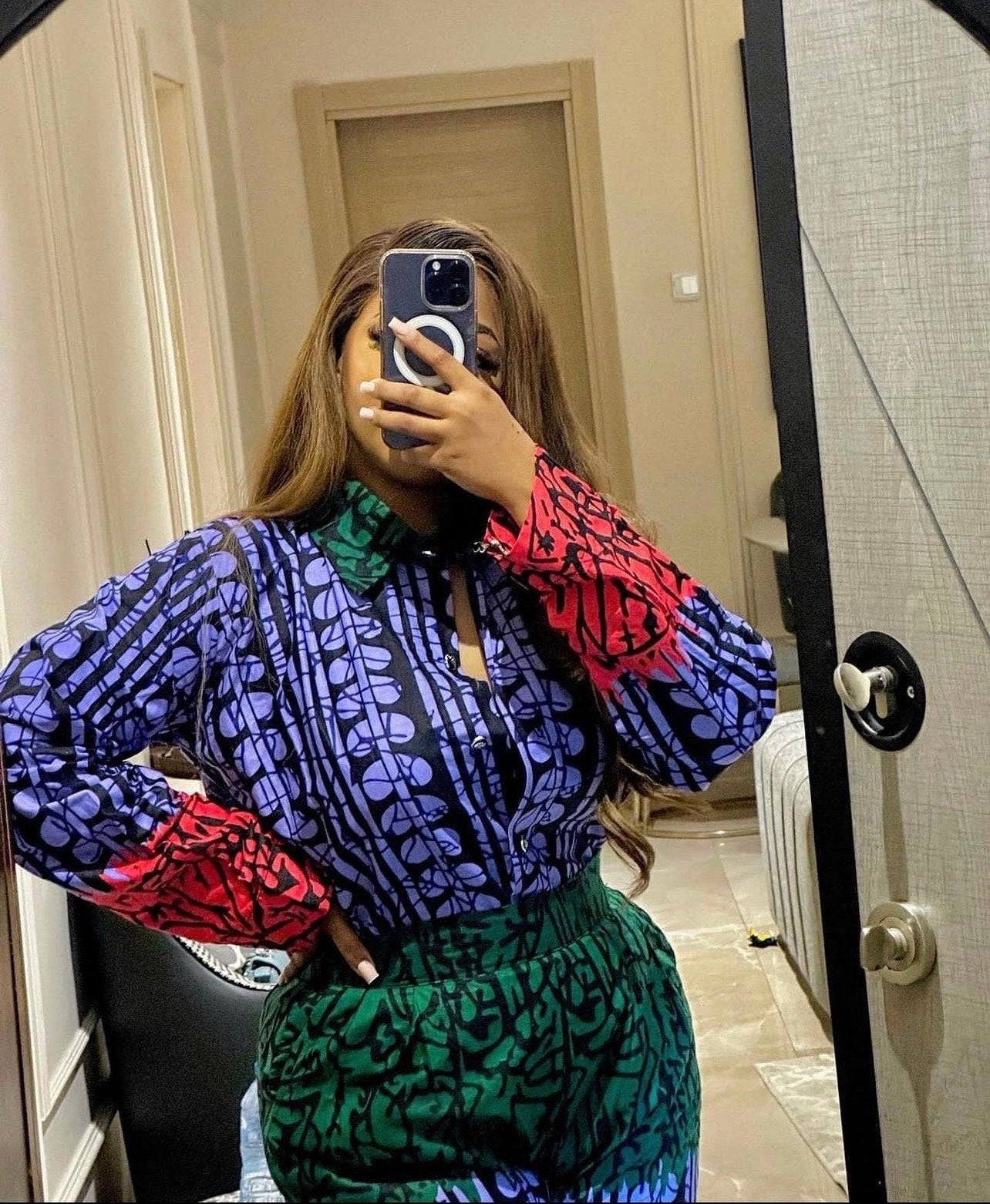 African Ankara shirt and Trouser Set | Nigerian Cotton Kaftan