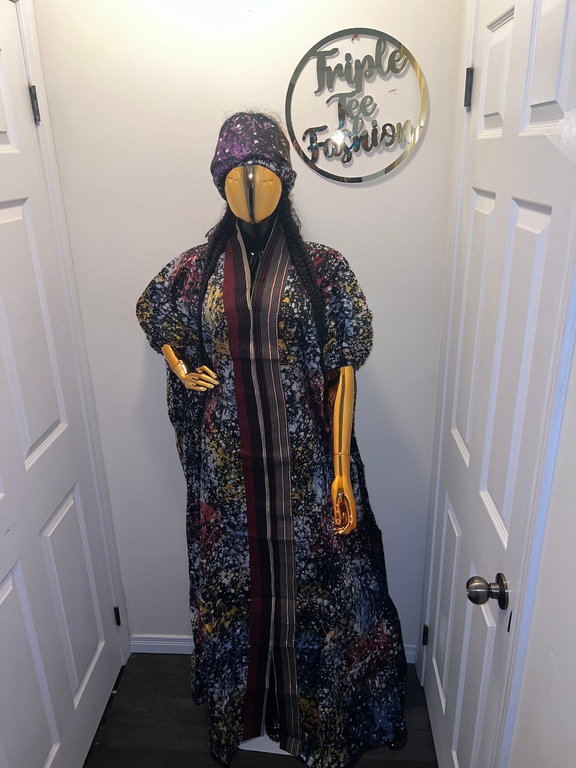 African Adire Batik Boubou dress |Inner belt bubu Kaftan| Handmade African print dress | Nigerian made | Tie and Dye | Rich aunty| Ankara