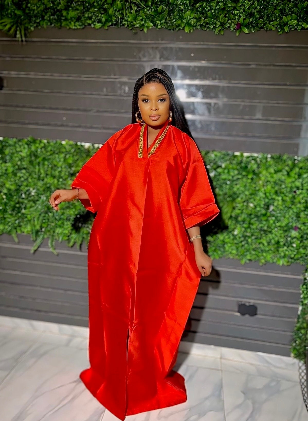 Cotton Mikado Kaftan Dress | Nigerian Ankara Print