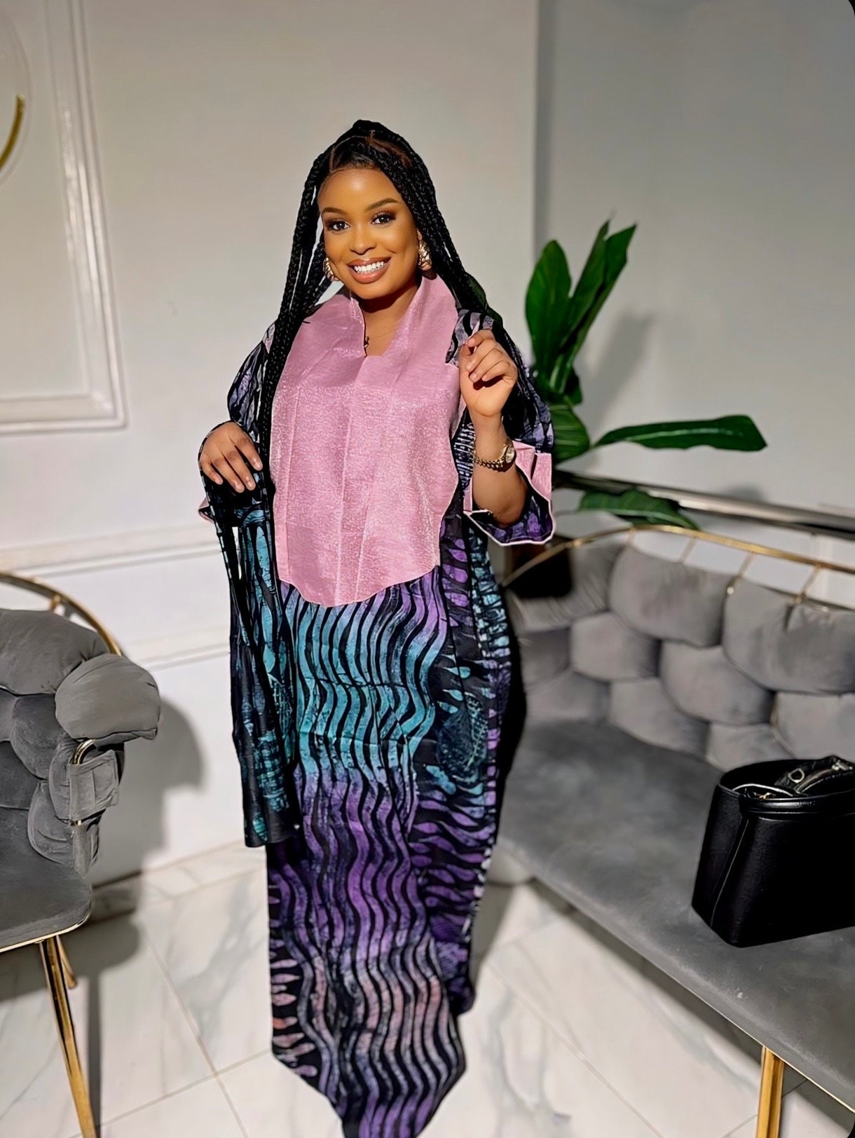 Handmade Adire Batik Kaftan Dress | Nigerian Cotton Boubou