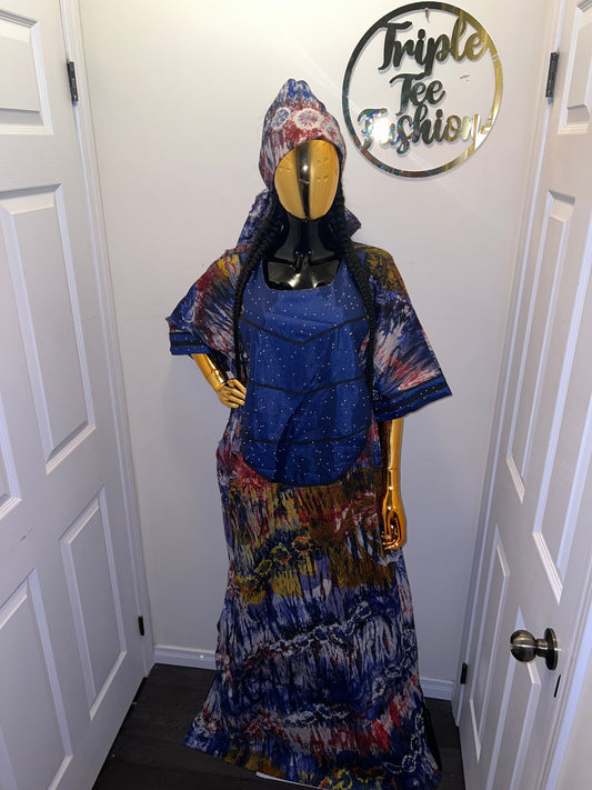 African Adire Brocade dress| danshiki |Handmade Kaftan| African print dress | Nigerian made | Adire Tie and Dye| Rich Aunty Vibes| Ankara