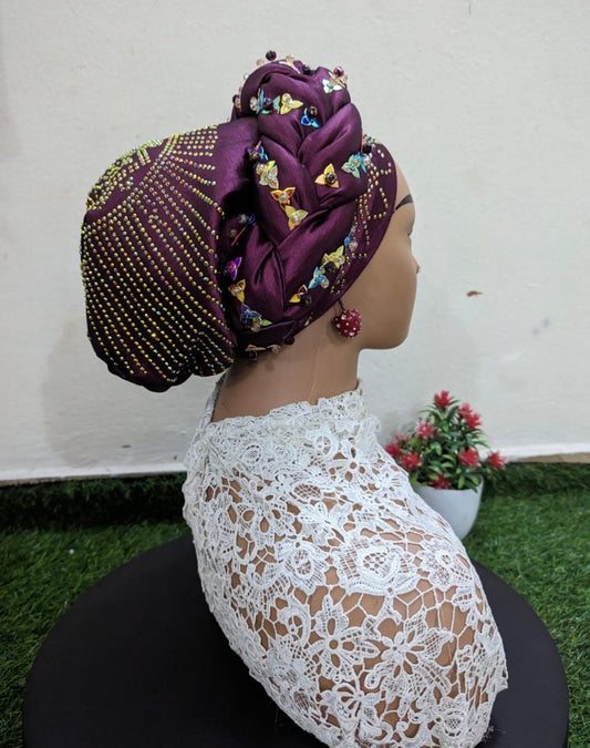 Luxury Turban Hat for Ladies| Pre tied Hat| Zara cap| Pre styled Head Tie| Ready To Wear Turban Headtie| African Auto cap| Muslim Women