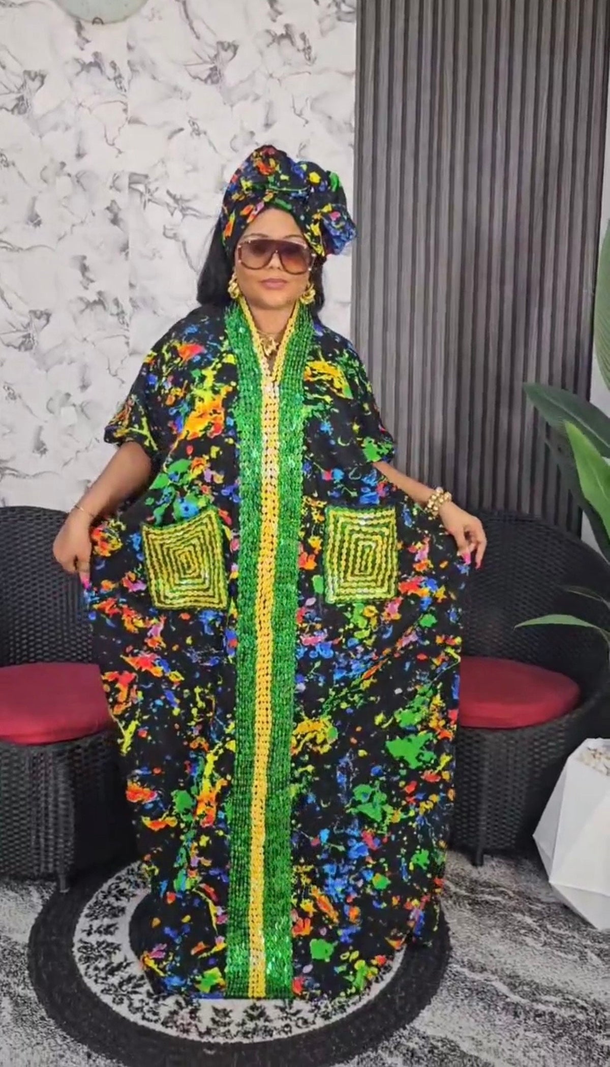 Handmade Ankara Boubou Dress | Beaded African Kaftan