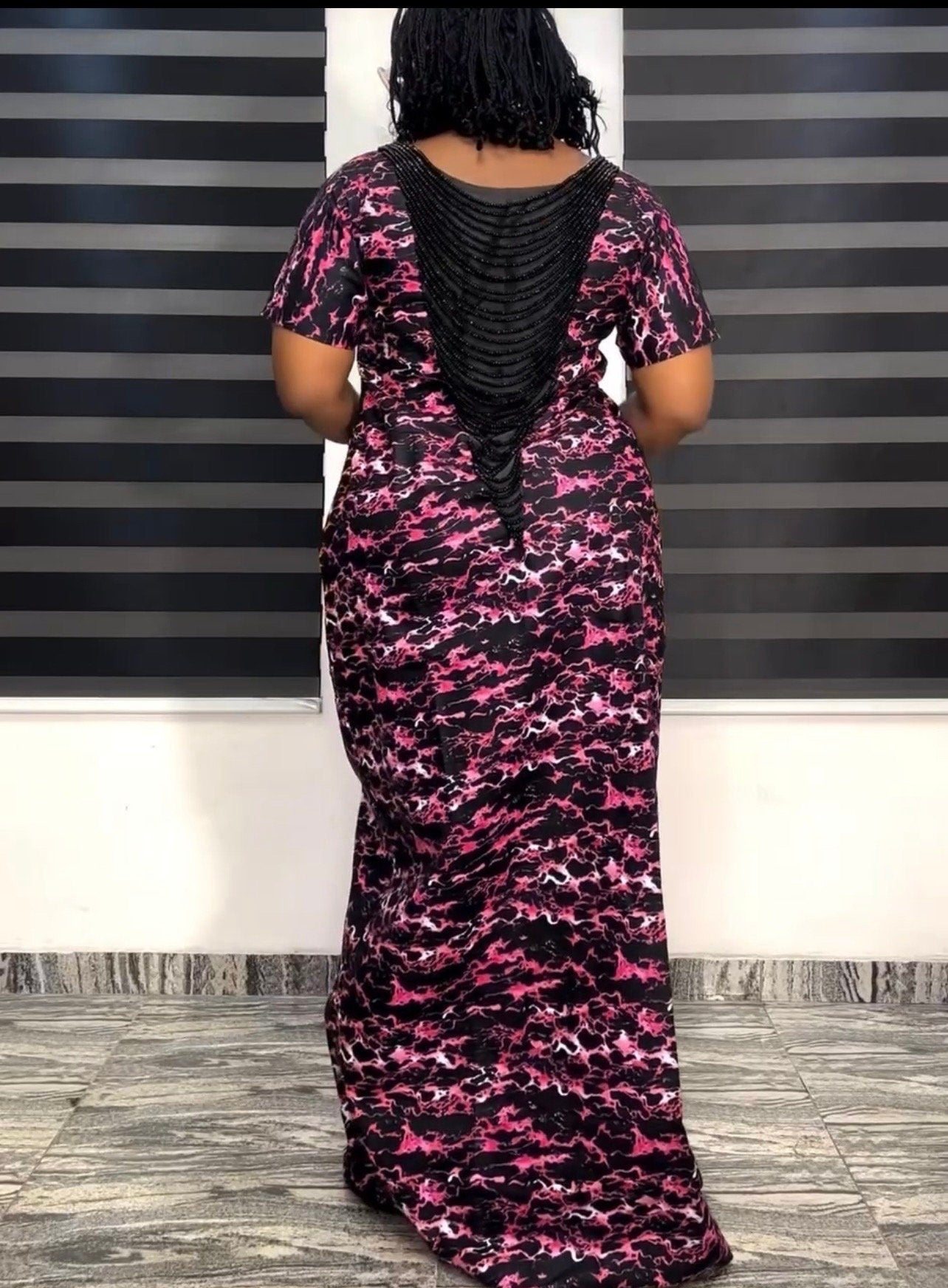 Handmade Ankara Boubou Dress | Beaded African Kaftan