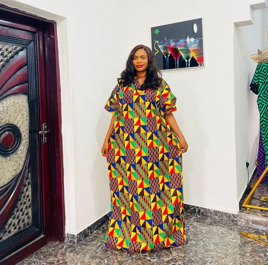 African Ankara and Sequins boubou dress| danshiki | Kaftan| African print dress | Nigerian made | Party dress| Boubou| Rich aunty vibes