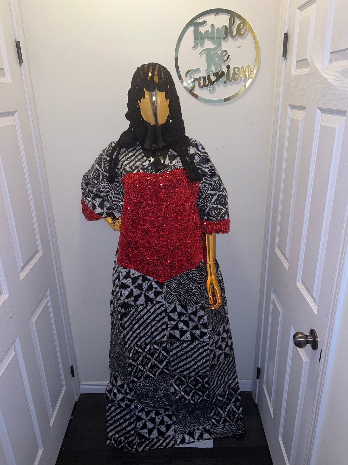 African Kampala Sequin Kaftan Dress | Plus Size Boubou