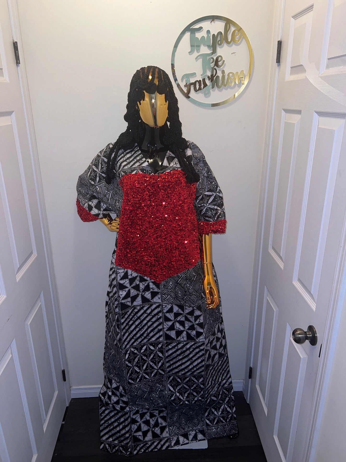 African Kampala Sequin Kaftan Dress | Plus Size Boubou