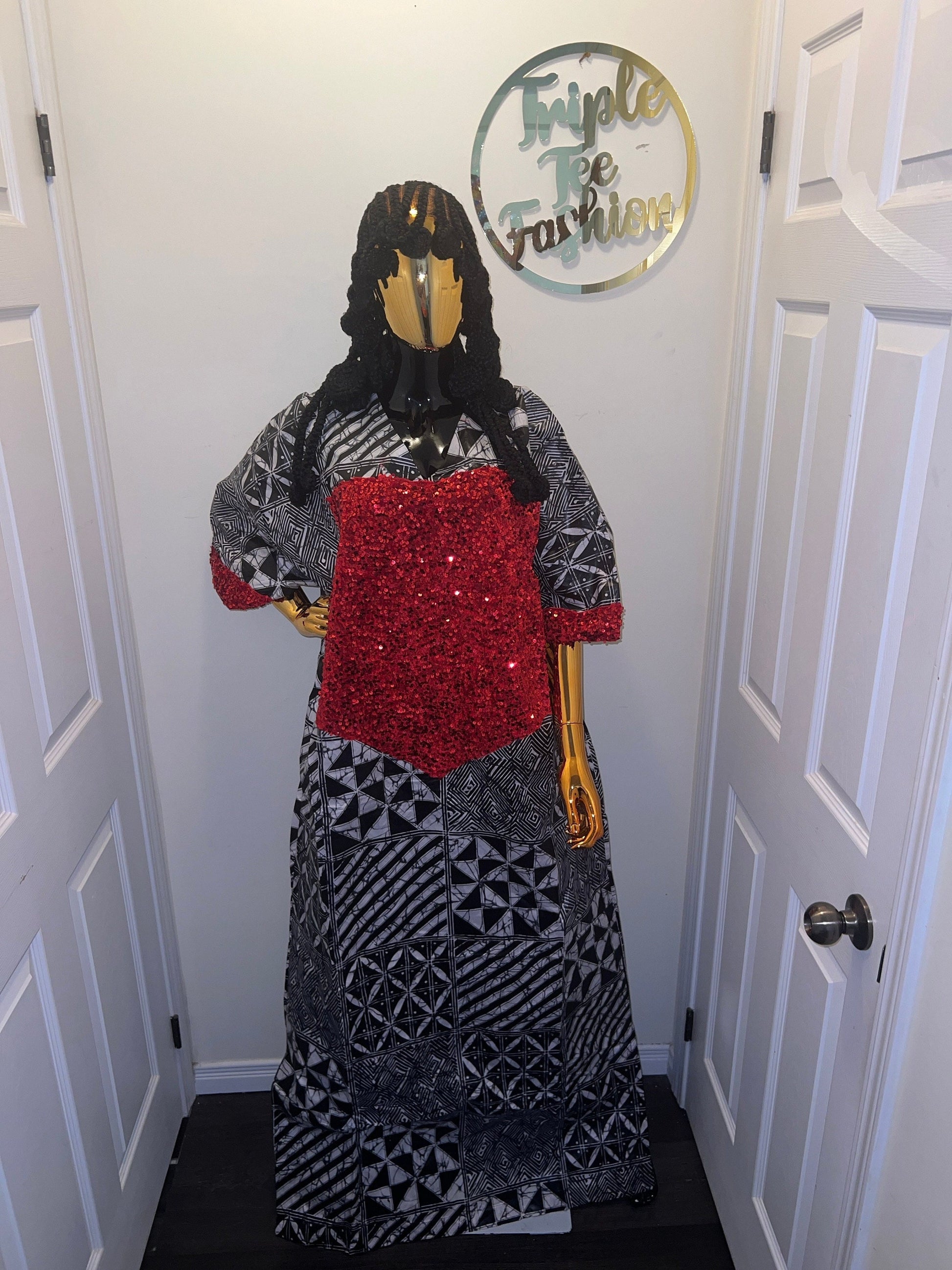 African Kampala Sequin Kaftan Dress | Plus Size Boubou