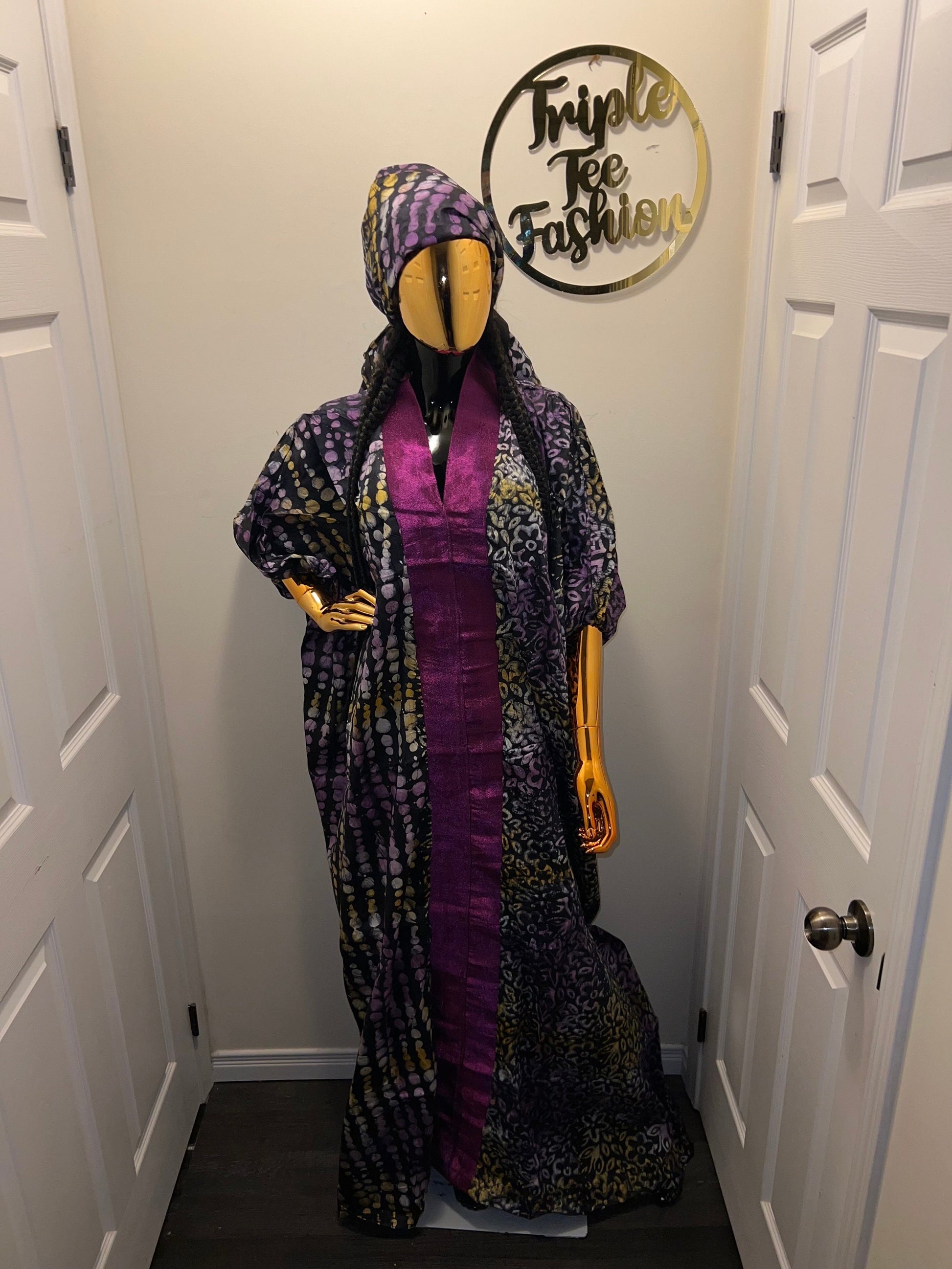 African Adire Batik Boubou dress |Inner belt bubu Kaftan| Handmade African print dress | Nigerian made | Tie and Dye | Rich aunty| Ankara
