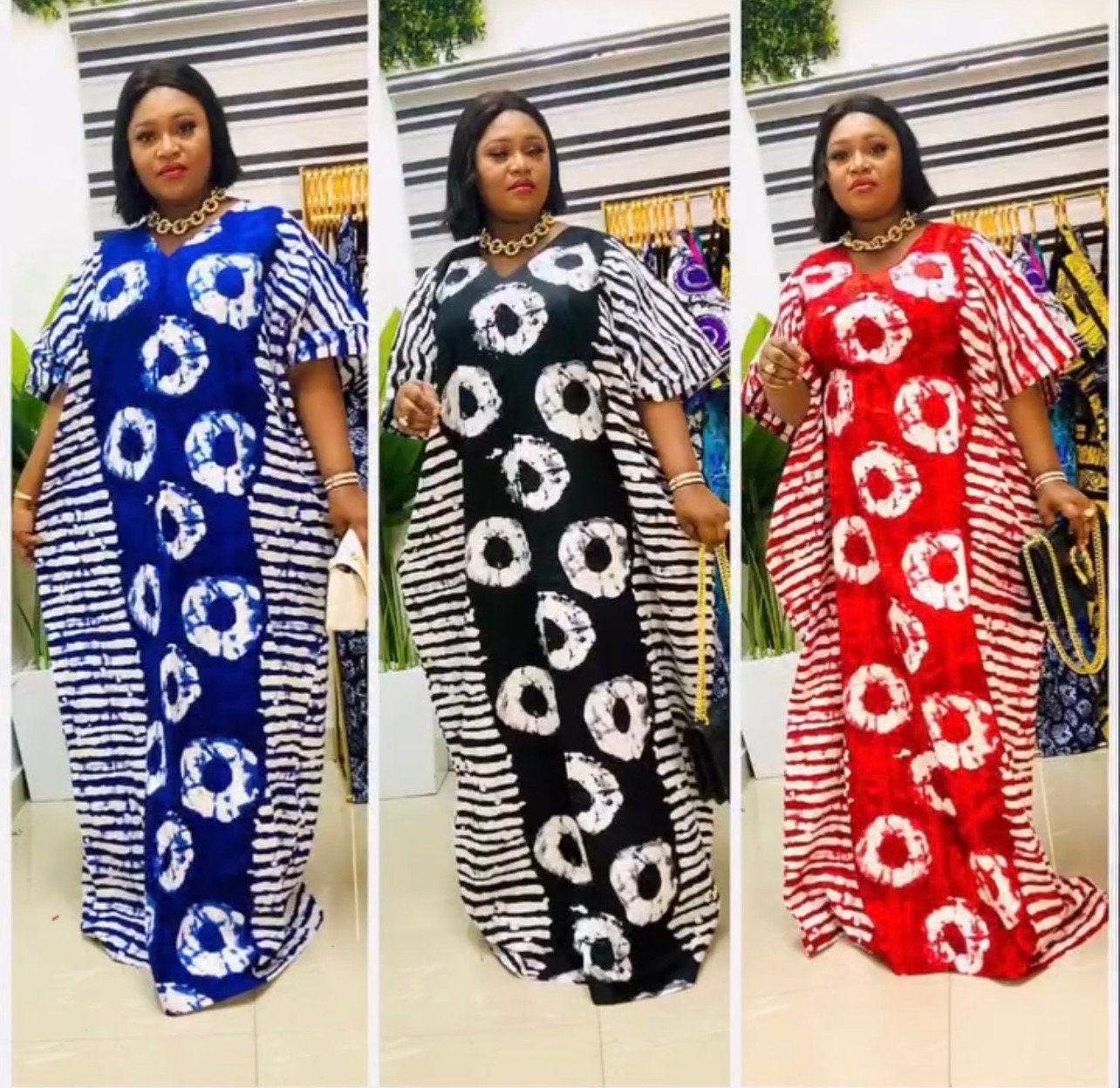 African Ankara Boubou Dress | Handmade Ankara Kaftan with Belt