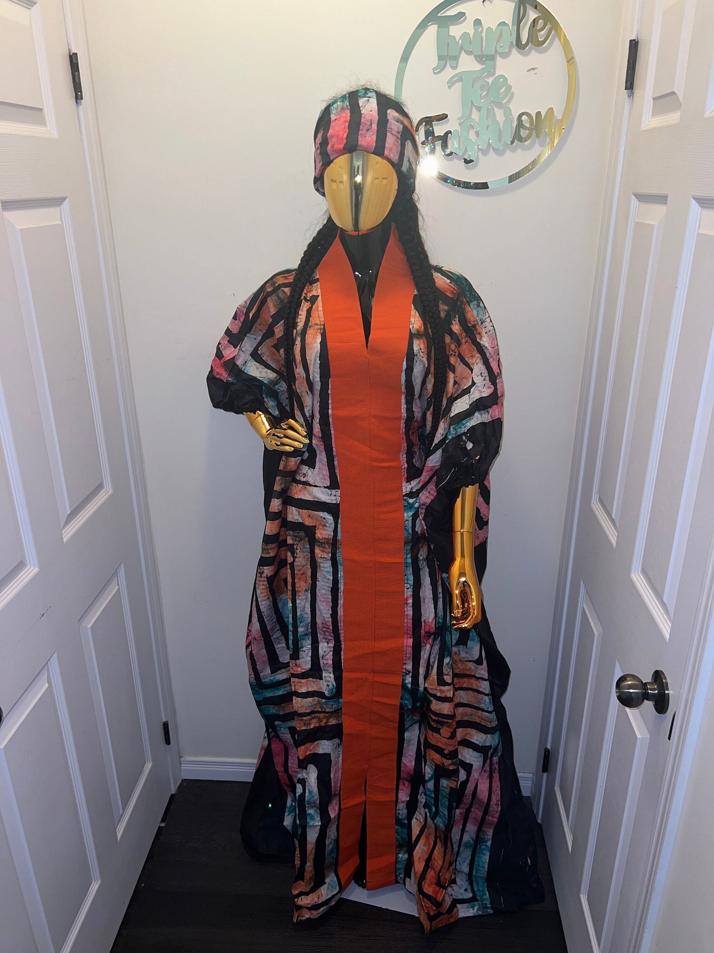 African Adire Batik Boubou dress |Inner belt bubu Kaftan| Handmade African print dress | Nigerian made | Tie and Dye | Rich aunty| Ankara