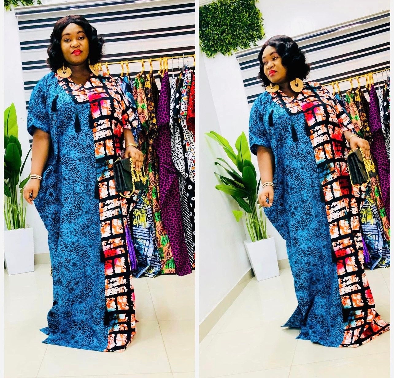 Handmade African Ankara Boubou Dress | Cotton Kaftan
