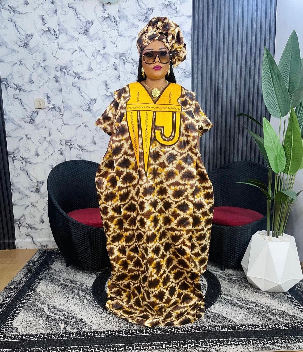 African Adire Kampala dress boubou | Kaftan| Jalabiya| Rich aunty | Nigerian dress| Party dress| One size fits all| Rich Aunty Bubu