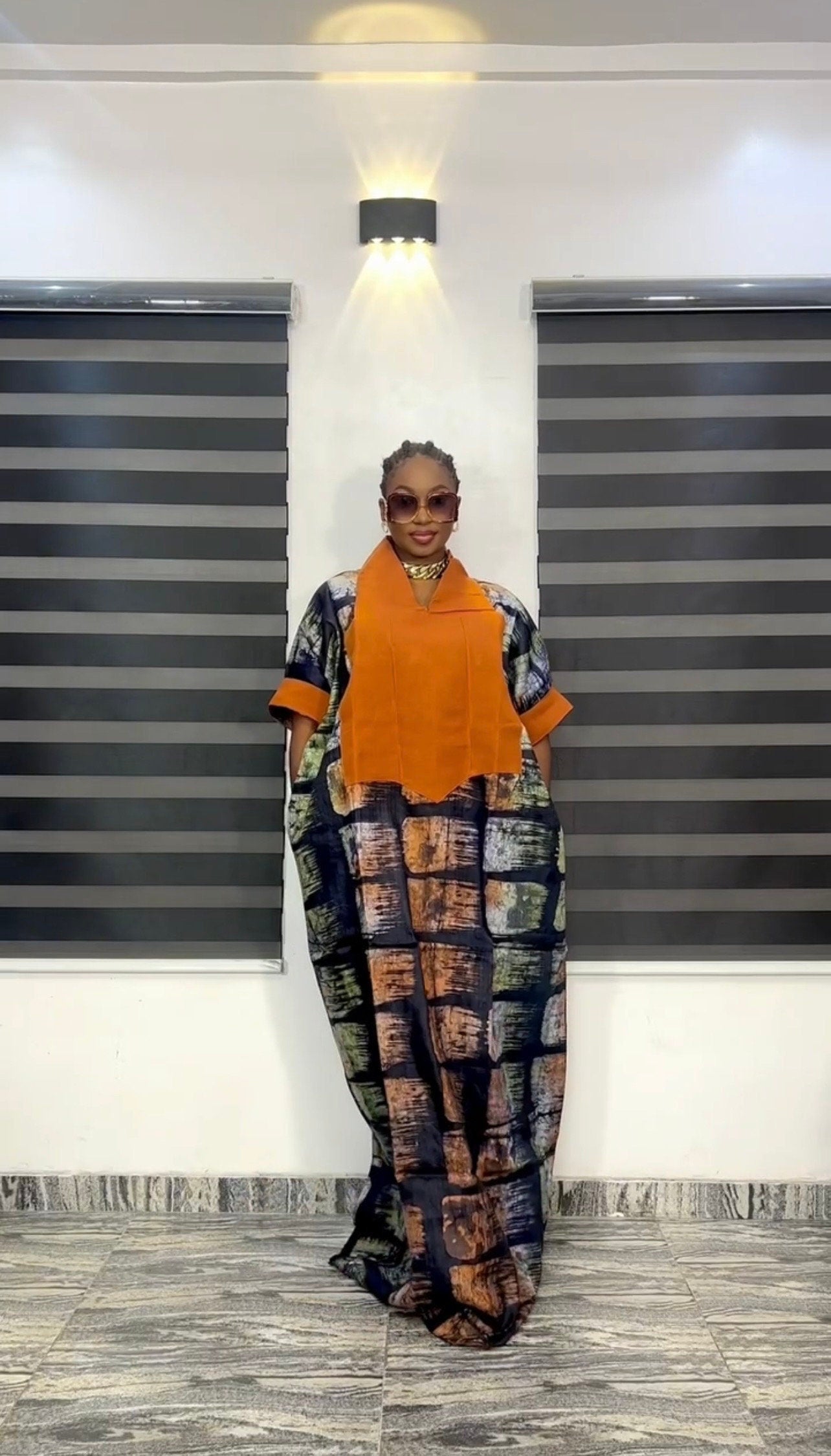 Handmade African Adire Batik Kaftan Dress | Nigerian Boubou