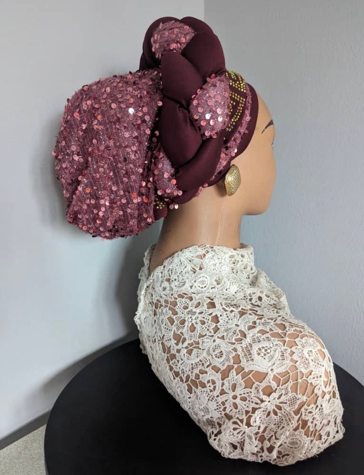 Luxury Sequin Turban Hat | Pre-Tied Braid Headtie