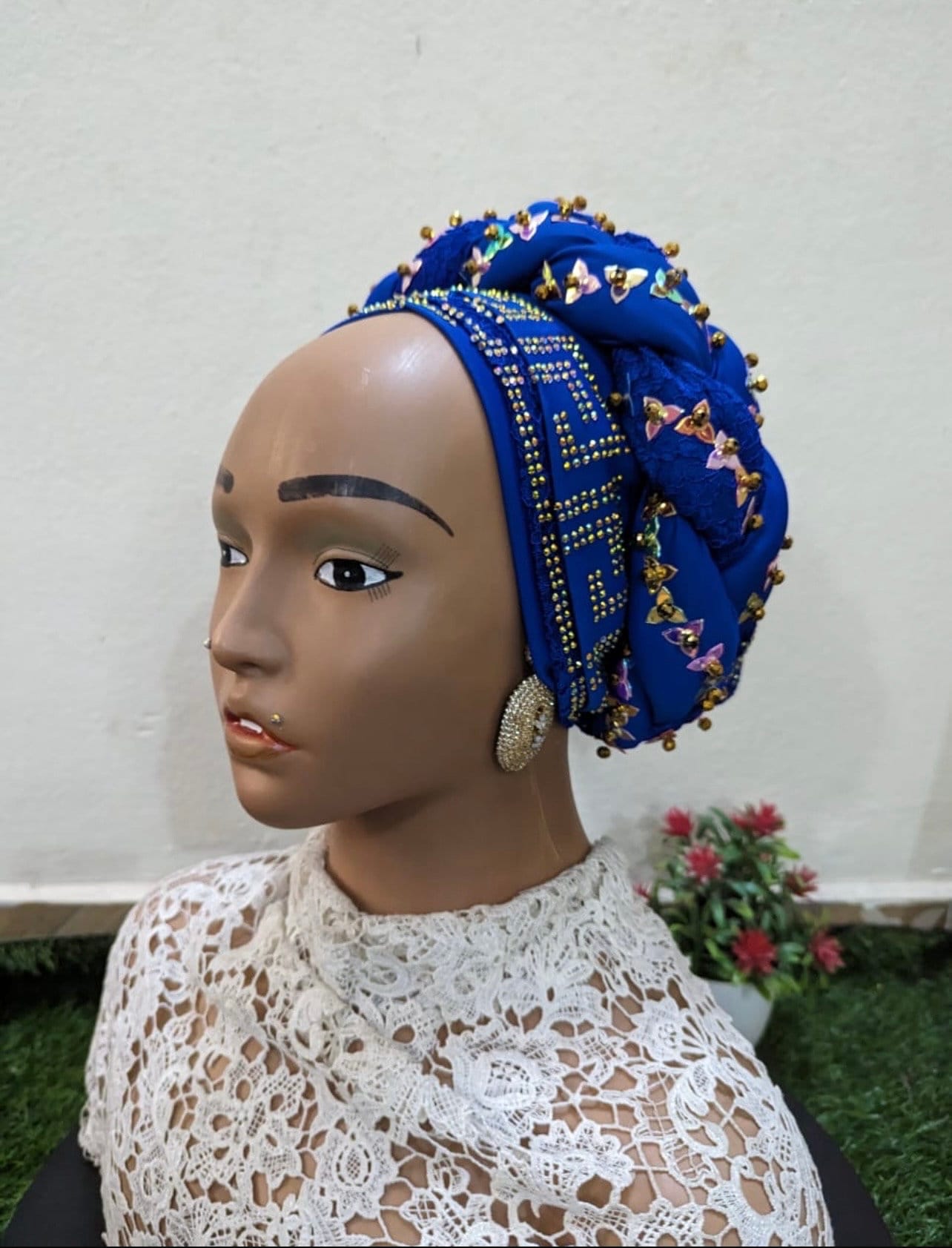 Luxury Sequin Turban Hat | Pre-Tied Braid Headtie