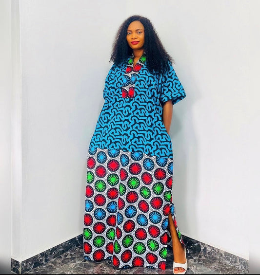 African Ankara and Sequins boubou dress| danshiki | Kaftan| African print dress | Nigerian made | Party dress| Boubou| Rich aunty vibes