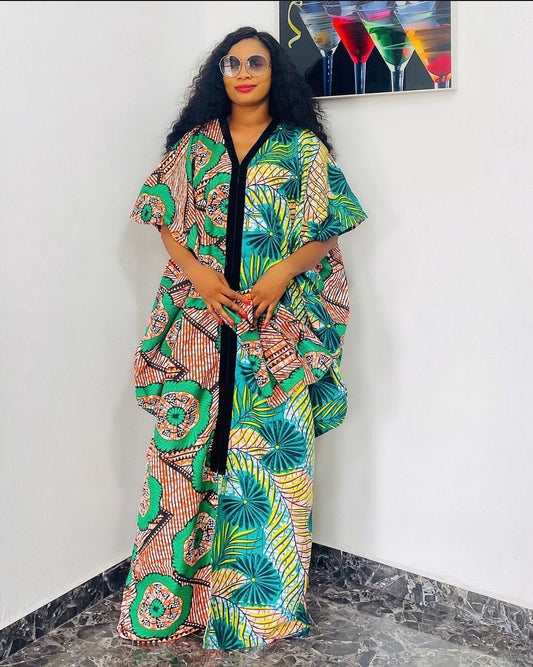 African Ankara and Sequins boubou dress| danshiki | Kaftan| African print dress | Nigerian made | Party dress| Boubou| Rich aunty vibes
