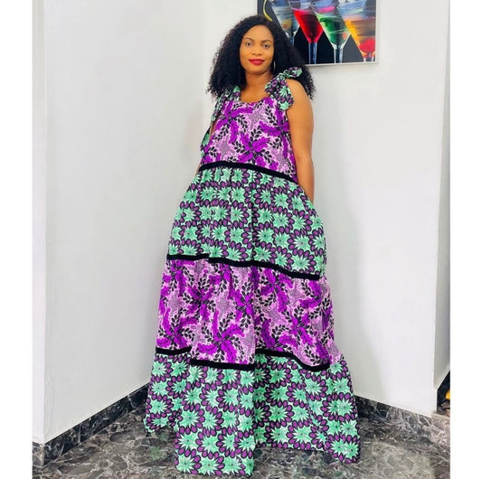 African Ankara and Sequins boubou dress| danshiki | Kaftan| African print dress | Nigerian made | Party dress| Boubou| Rich aunty vibes