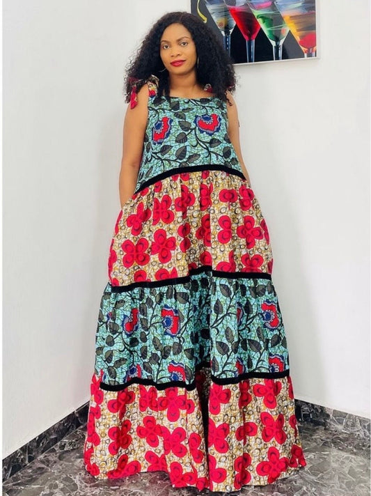 African Ankara and Sequins boubou dress| danshiki | Kaftan| African print dress | Nigerian made | Party dress| Boubou| Rich aunty vibes
