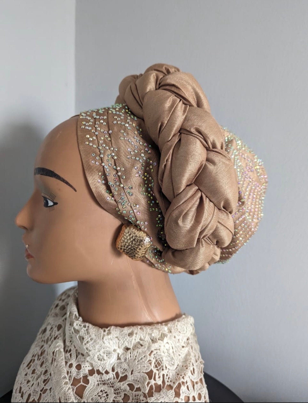 Luxury Duchess Silk Turban | Pre-tied Crystal Headtie