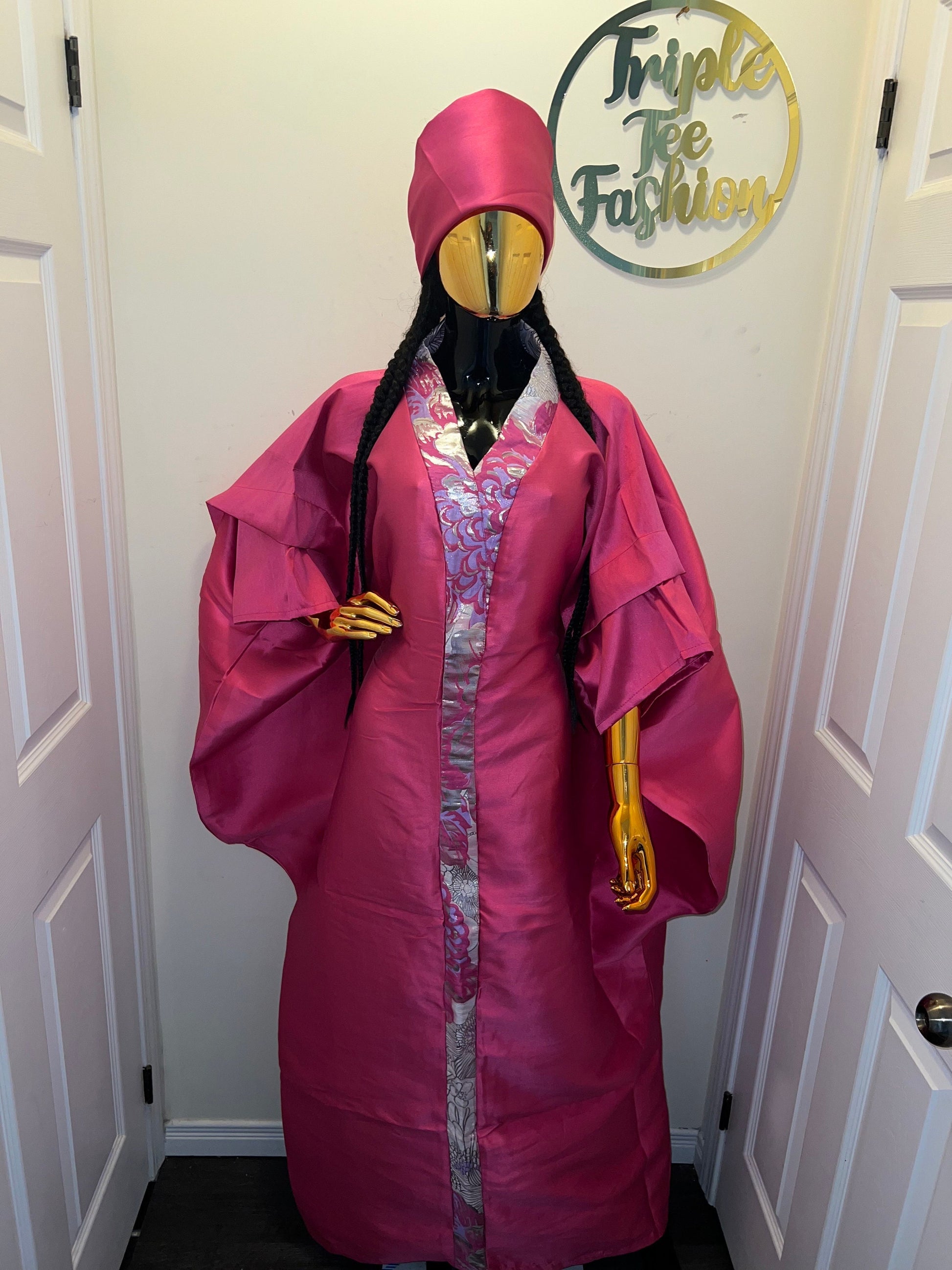 Mikado Brocade Boubou Dress | African Kaftan, One Size Fits All