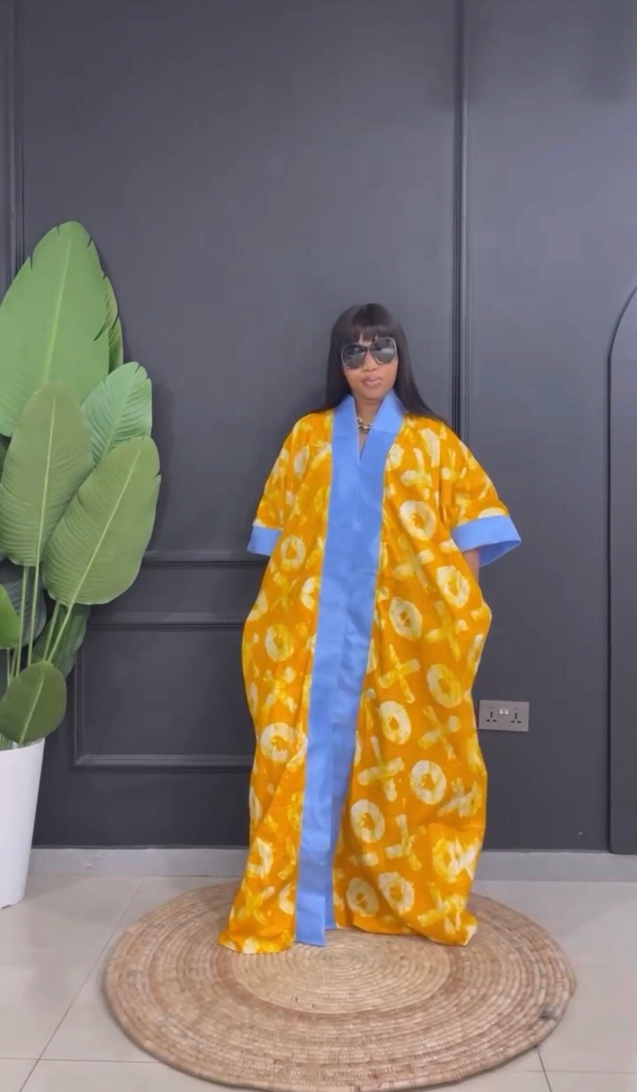 Ankara Cotton Kaftan Dress | Nigerian Bubu Gown, Matching Scarf