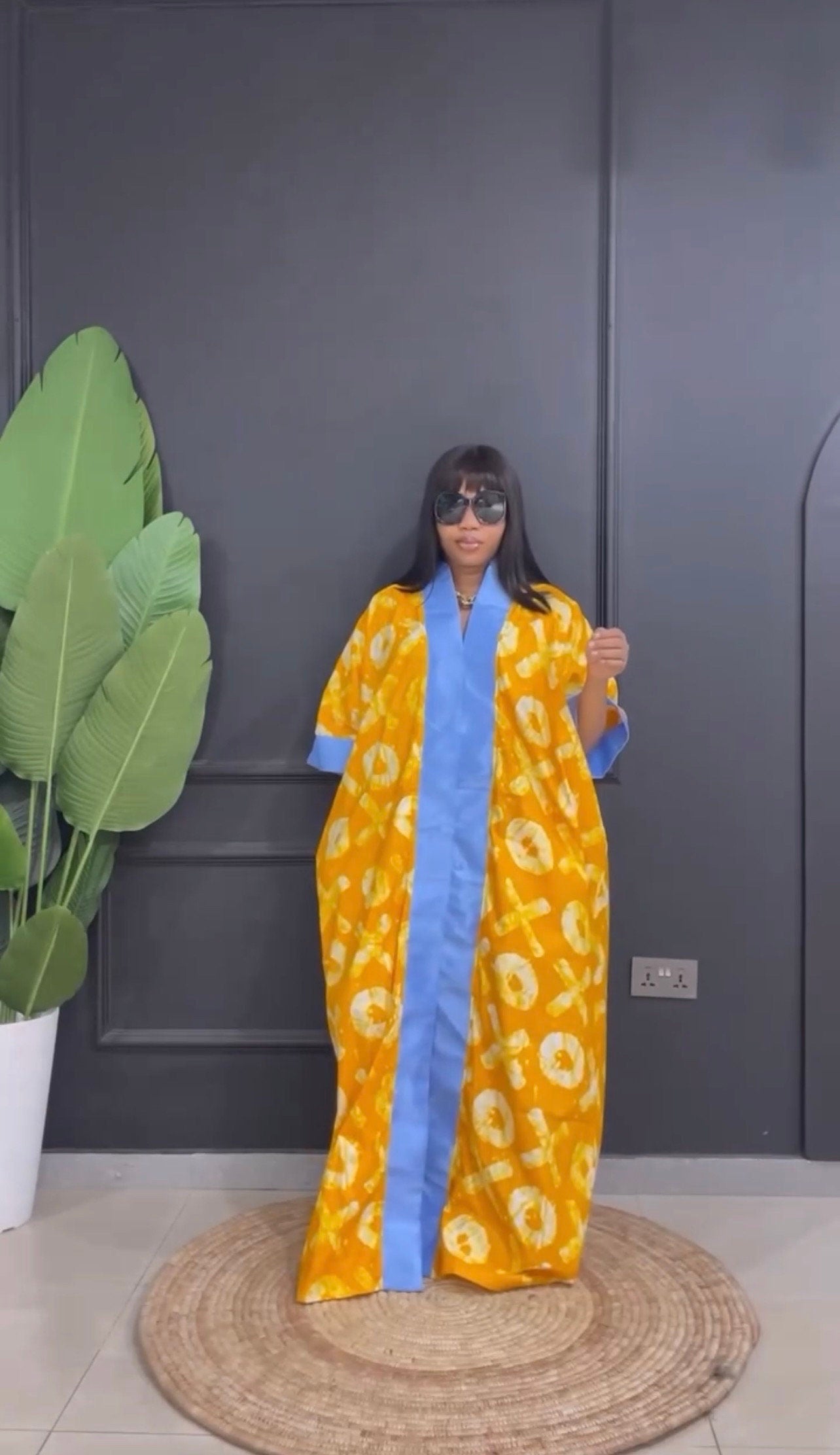 Ankara Cotton Kaftan Dress | Nigerian Bubu Gown, Matching Scarf