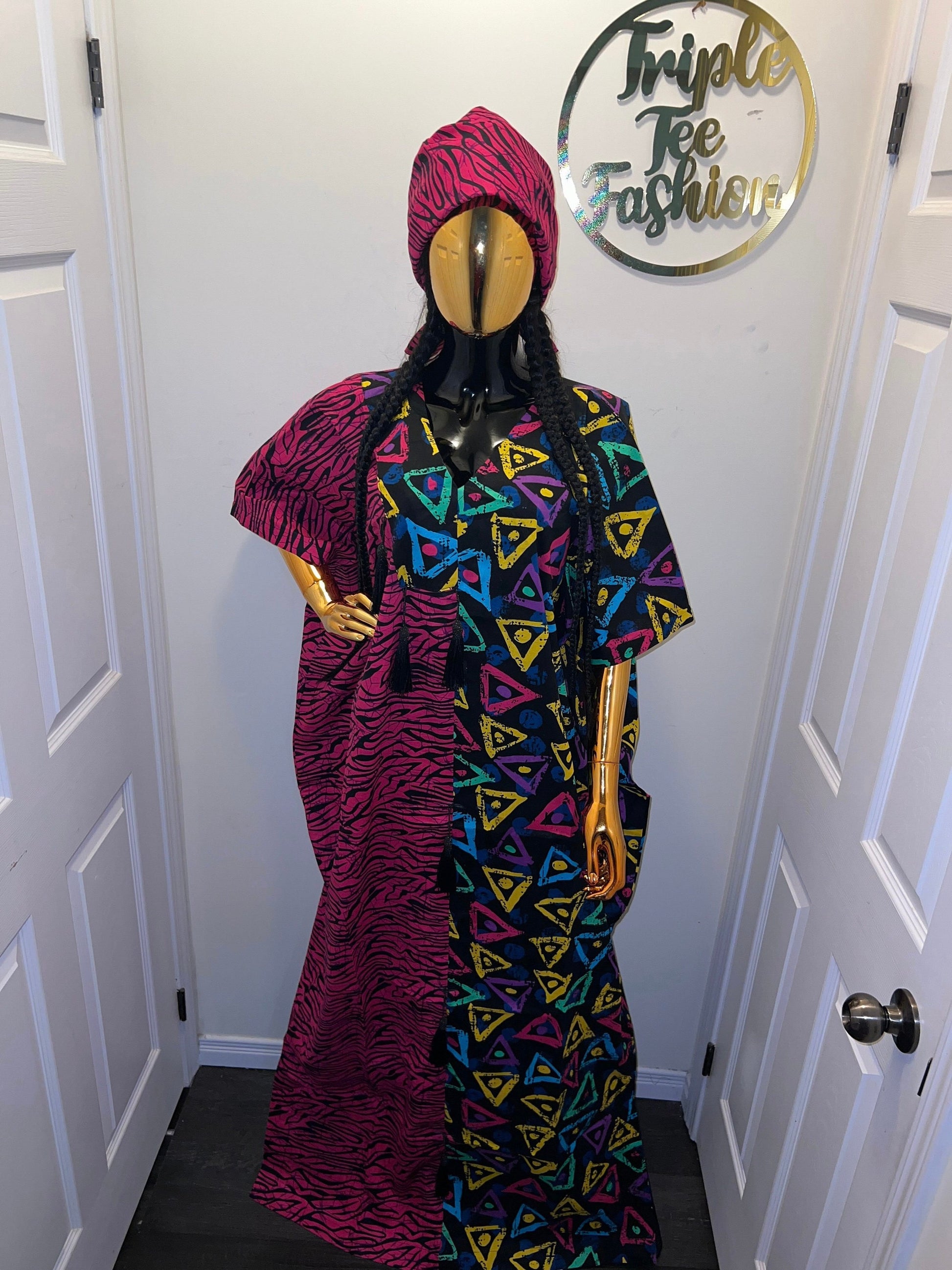 Handmade Ankara Boubou Dress | African Print Cotton Kaftan