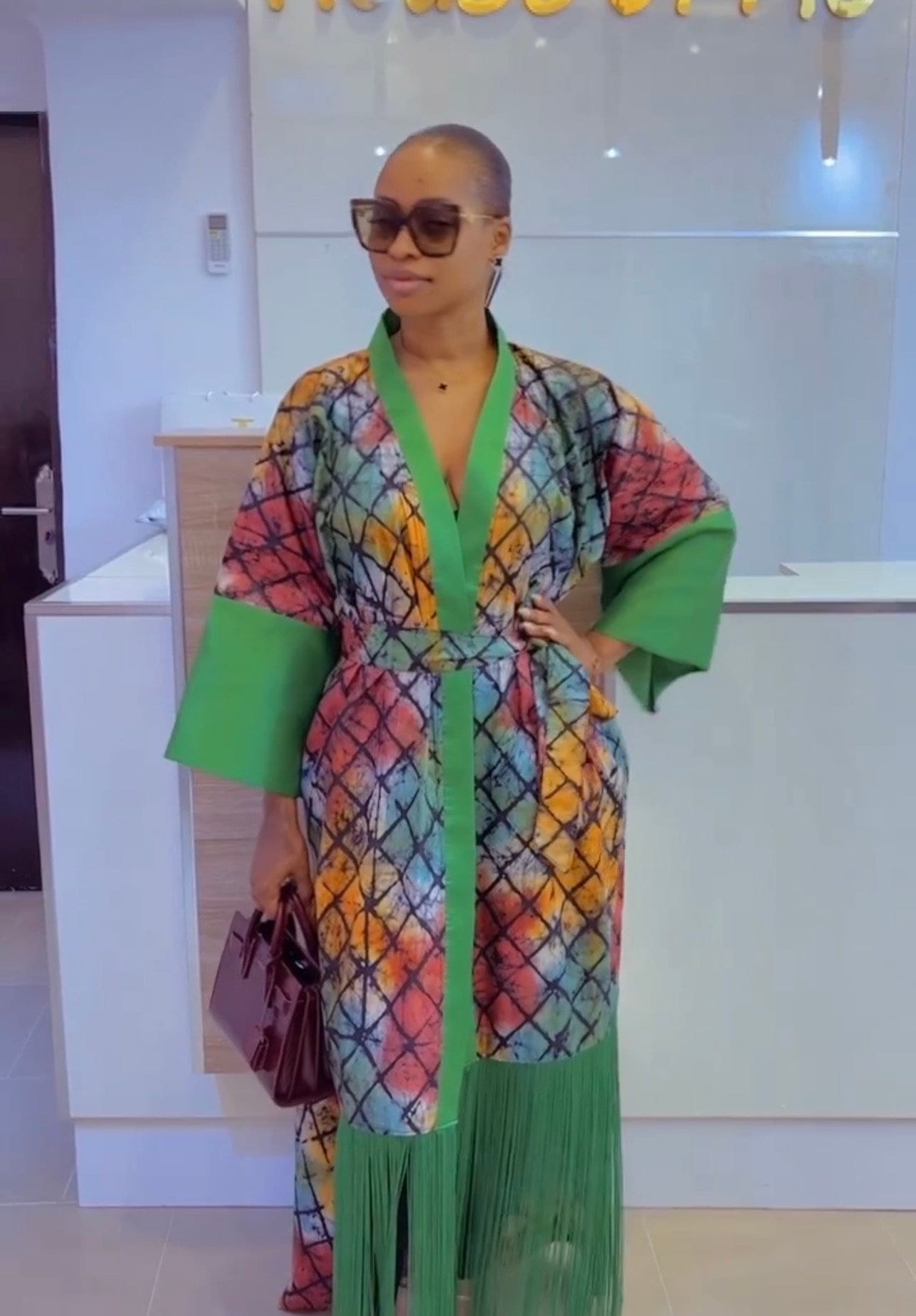 African Adire Kimono| Boubou| Rich Aunty Vibes| danshiki | Kaftan| African print dress | Nigerian made | Wedding Party dress| Fringe dress