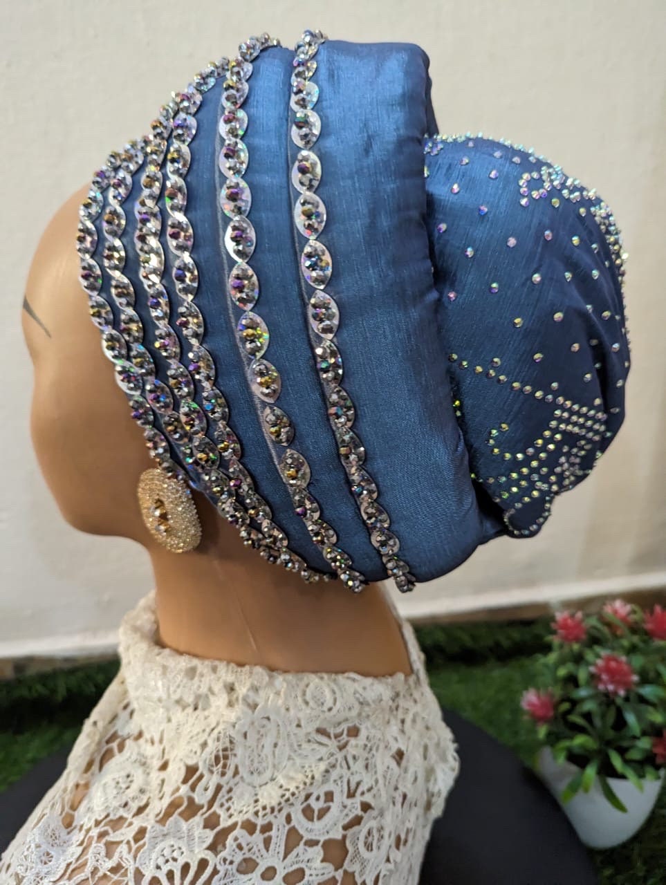 Hand Beaded Turban Hat: Pre-Tied Luxury Headtie for Women