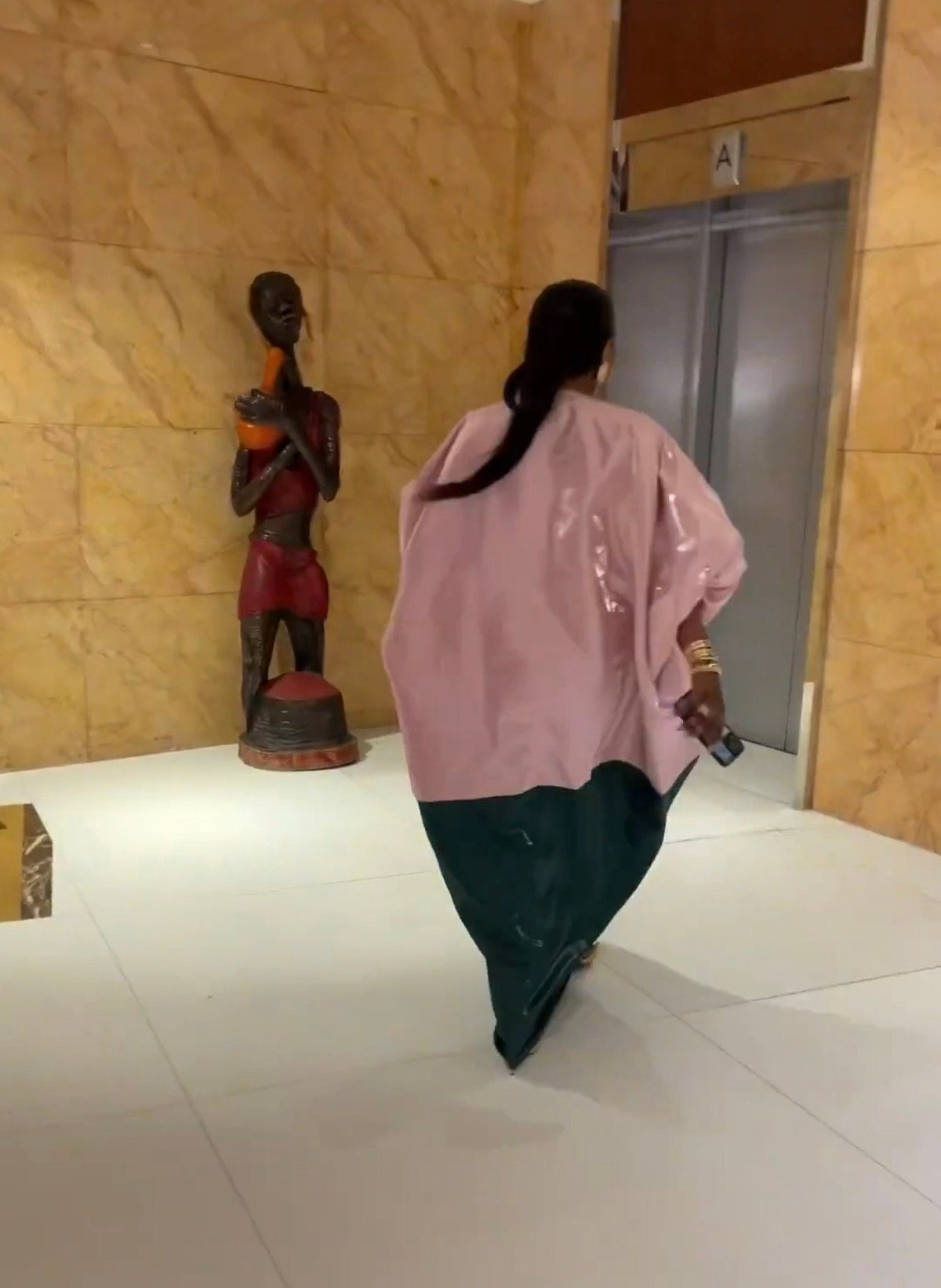 African boubou| Luxury Two-Tone Liquid Mikado Boubou – Elegant Blush Pink & Emerald Green Floor-Length Gown