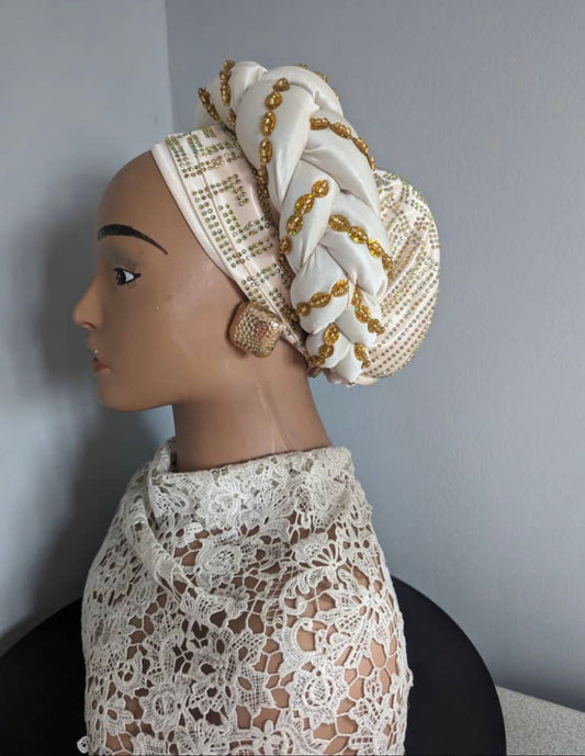 Hand Beaded Turban Hat: Pre-Tied Luxury Headtie for Women