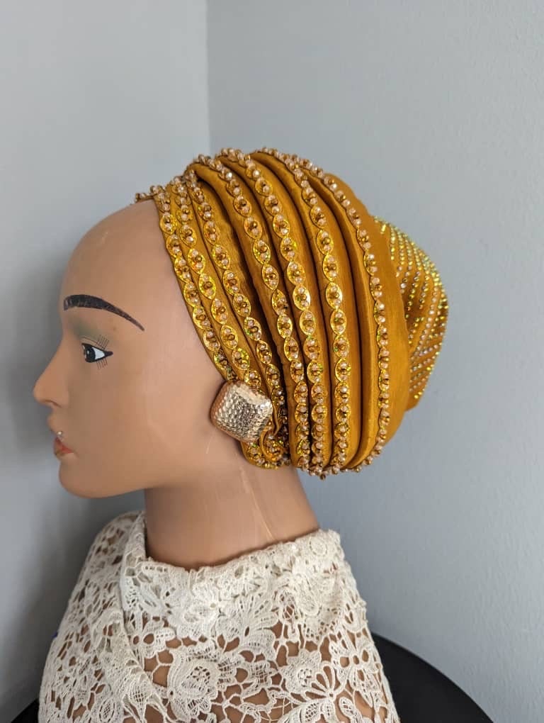 Hand Beaded Turban Hat: Pre-Tied Luxury Headtie for Women