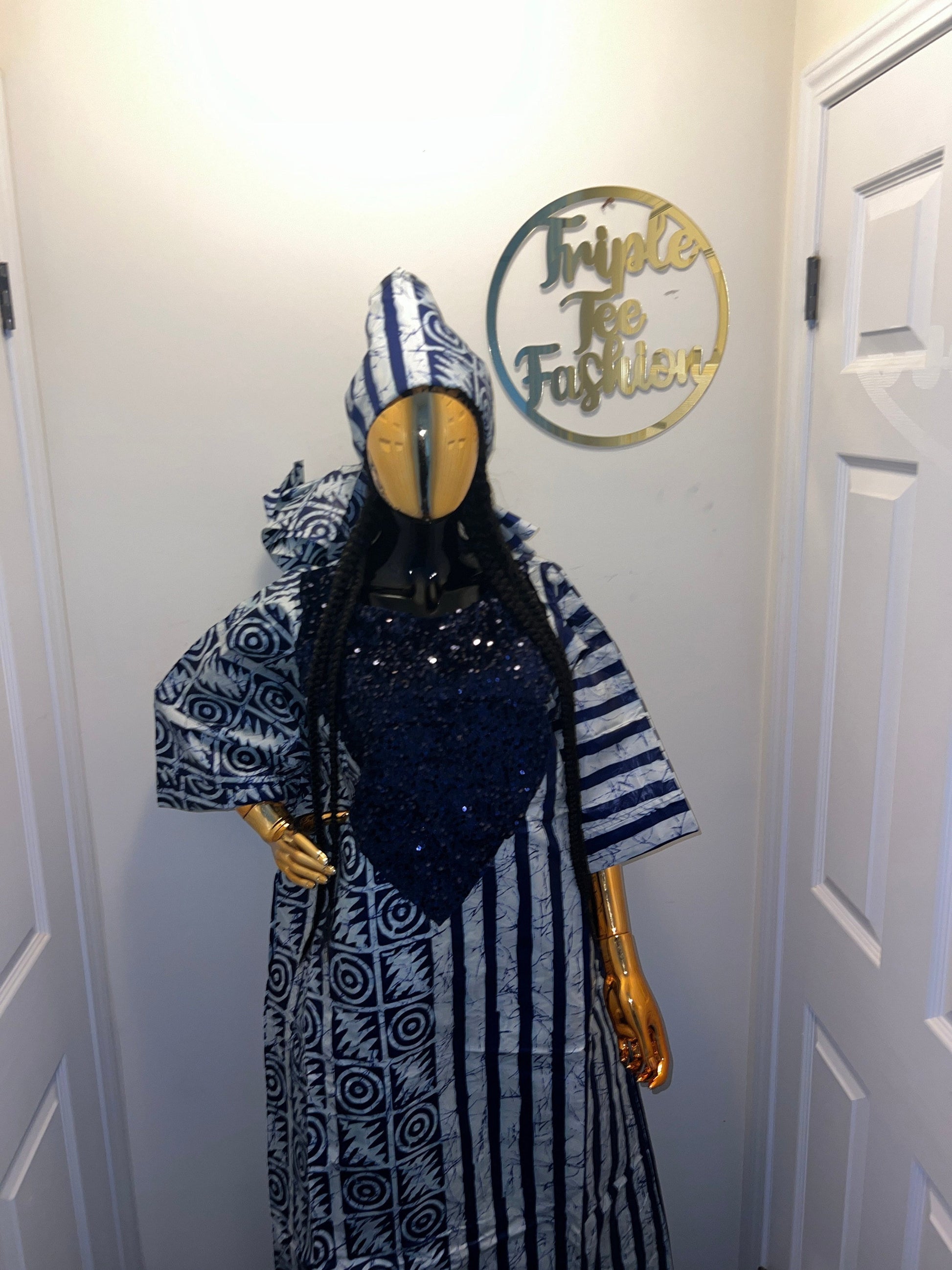 African Print Kampala Boubou | Sequin Kaftan, Plus Size