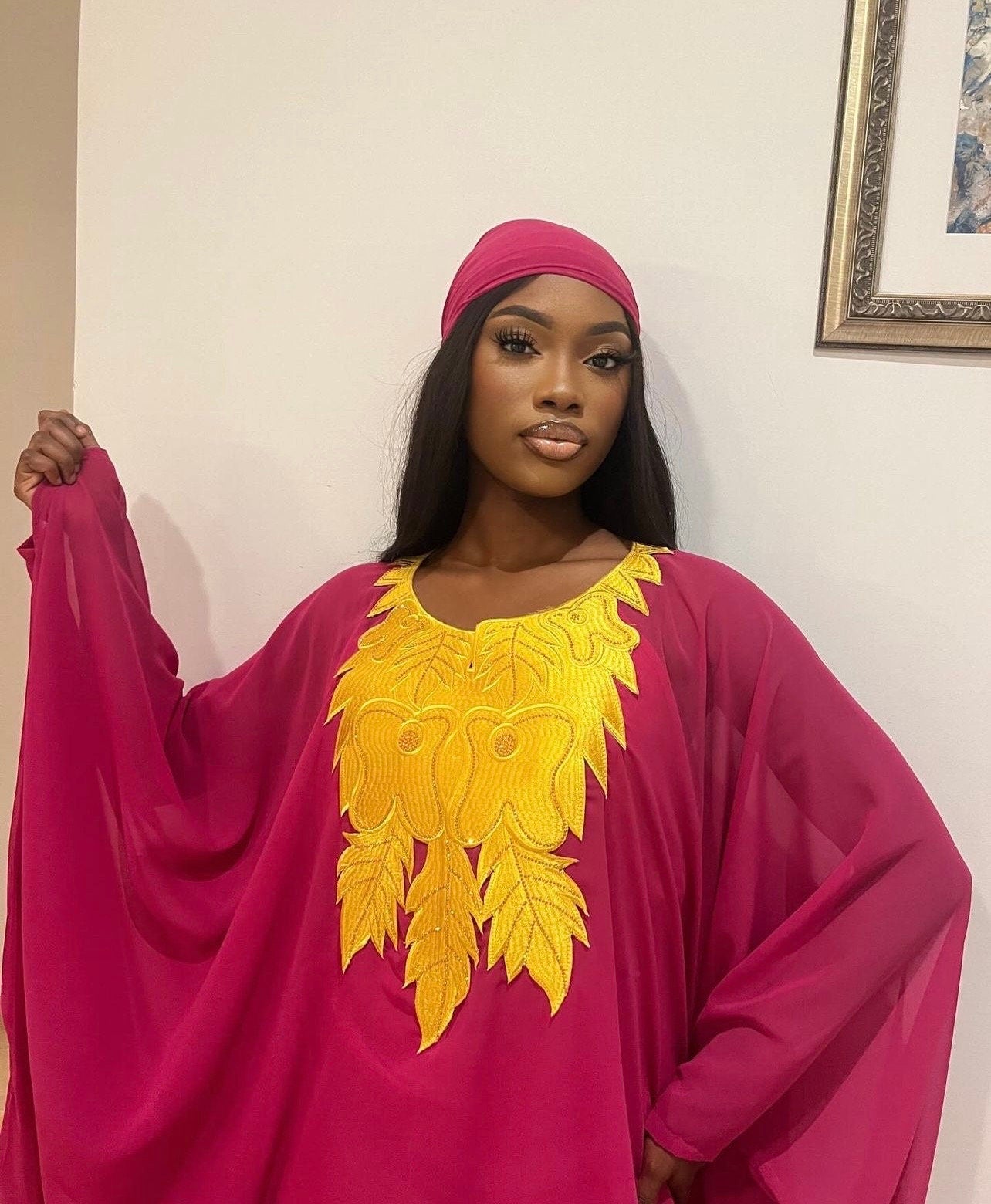 Embroidered African Kaftan Dress | Organdy Bubu, One Size