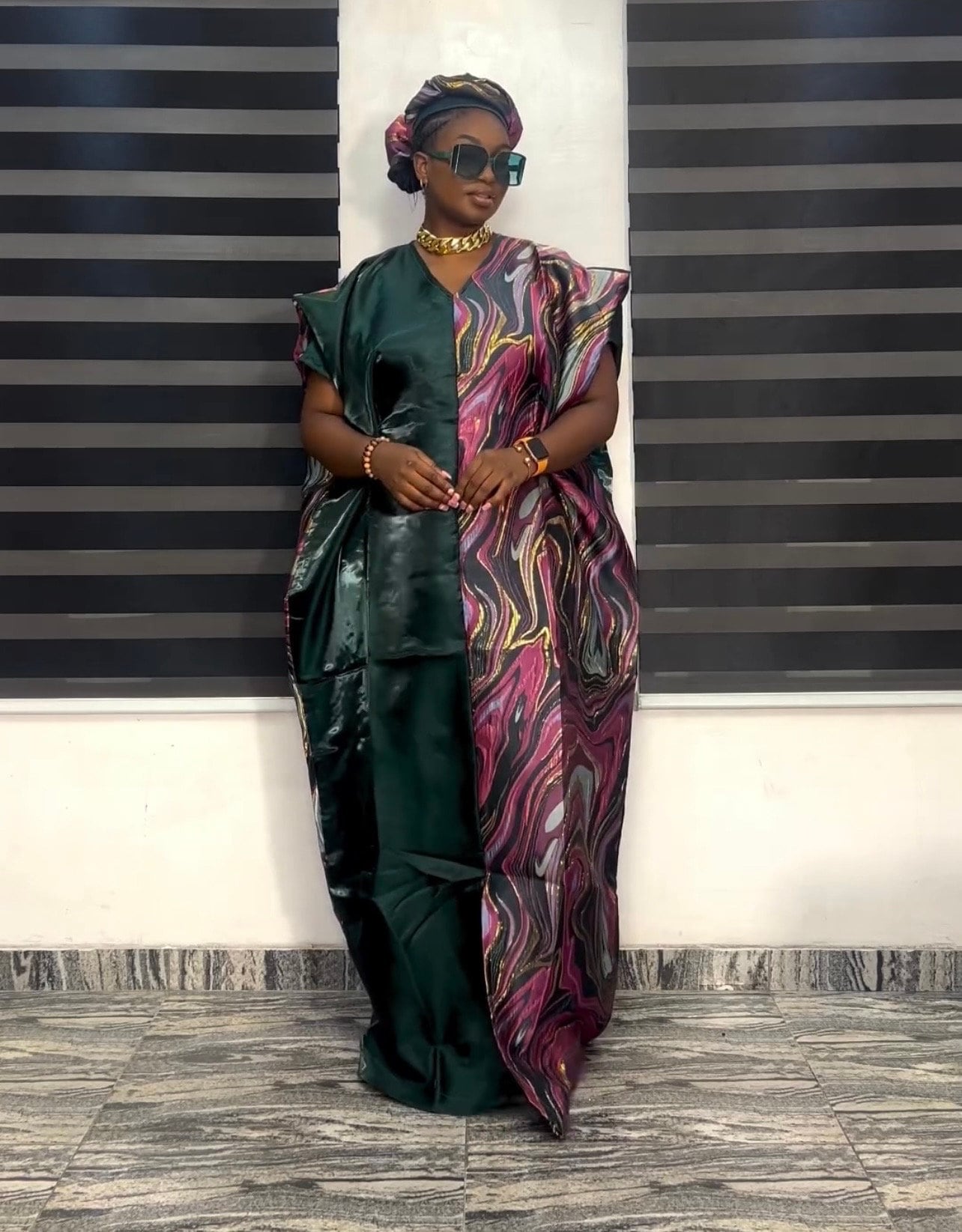 African Mikado Brocade Boubou | Nigerian Kaftan Dress, One Size