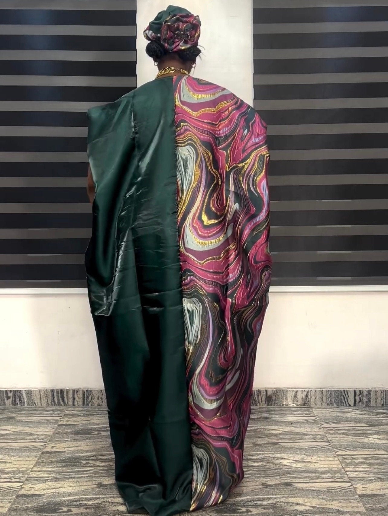 African Mikado Brocade Boubou | Nigerian Kaftan Dress, One Size
