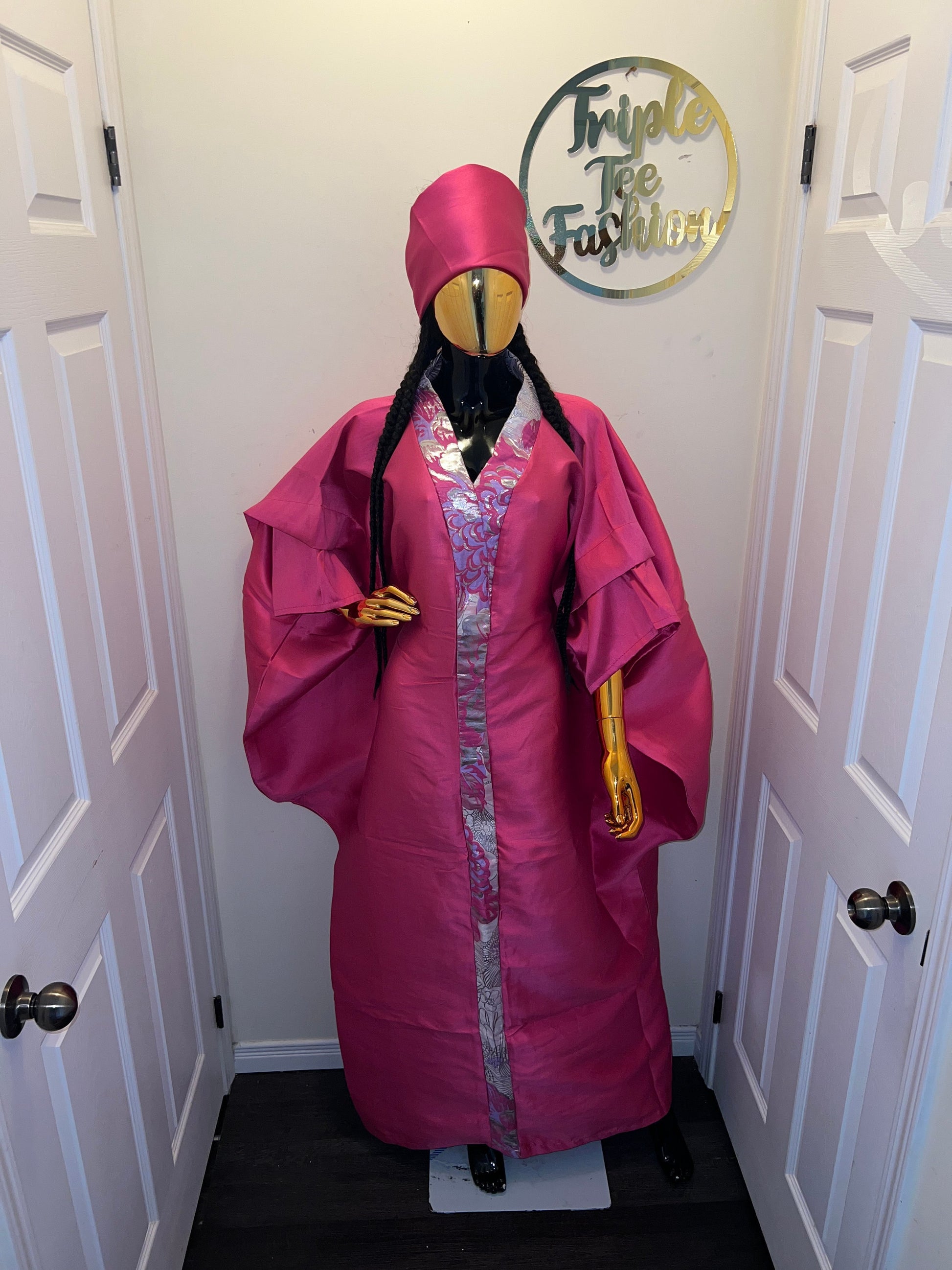 Mikado Brocade Boubou Dress | African Kaftan, One Size Fits All