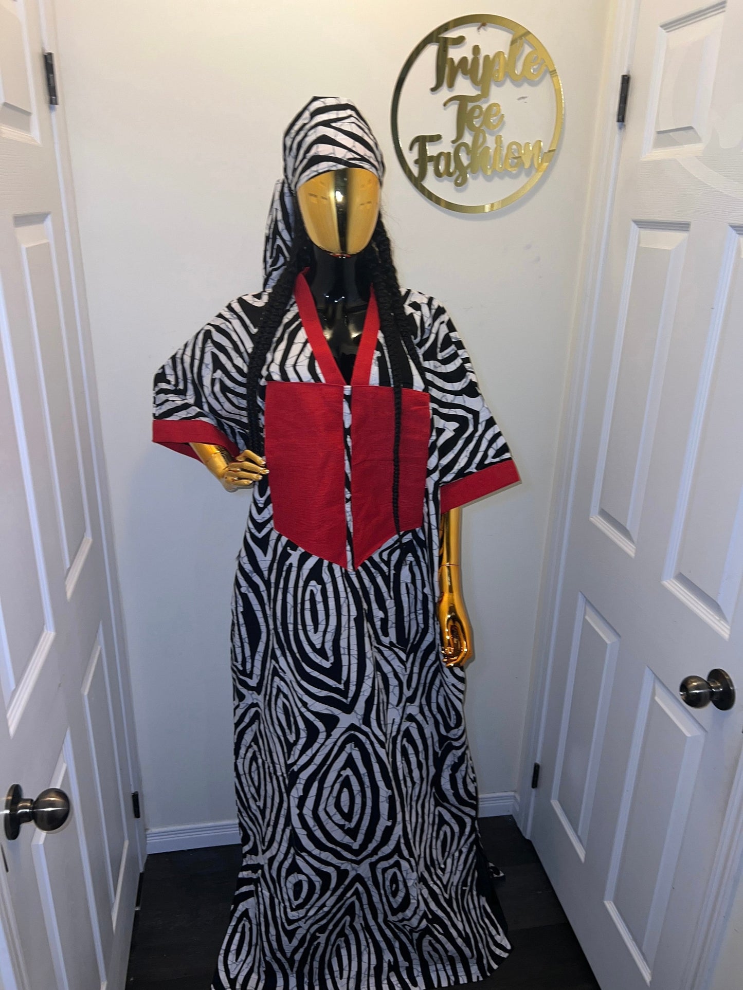 African Ankara Boubou Dress | Nigerian Adire Kaftan, Modest Style